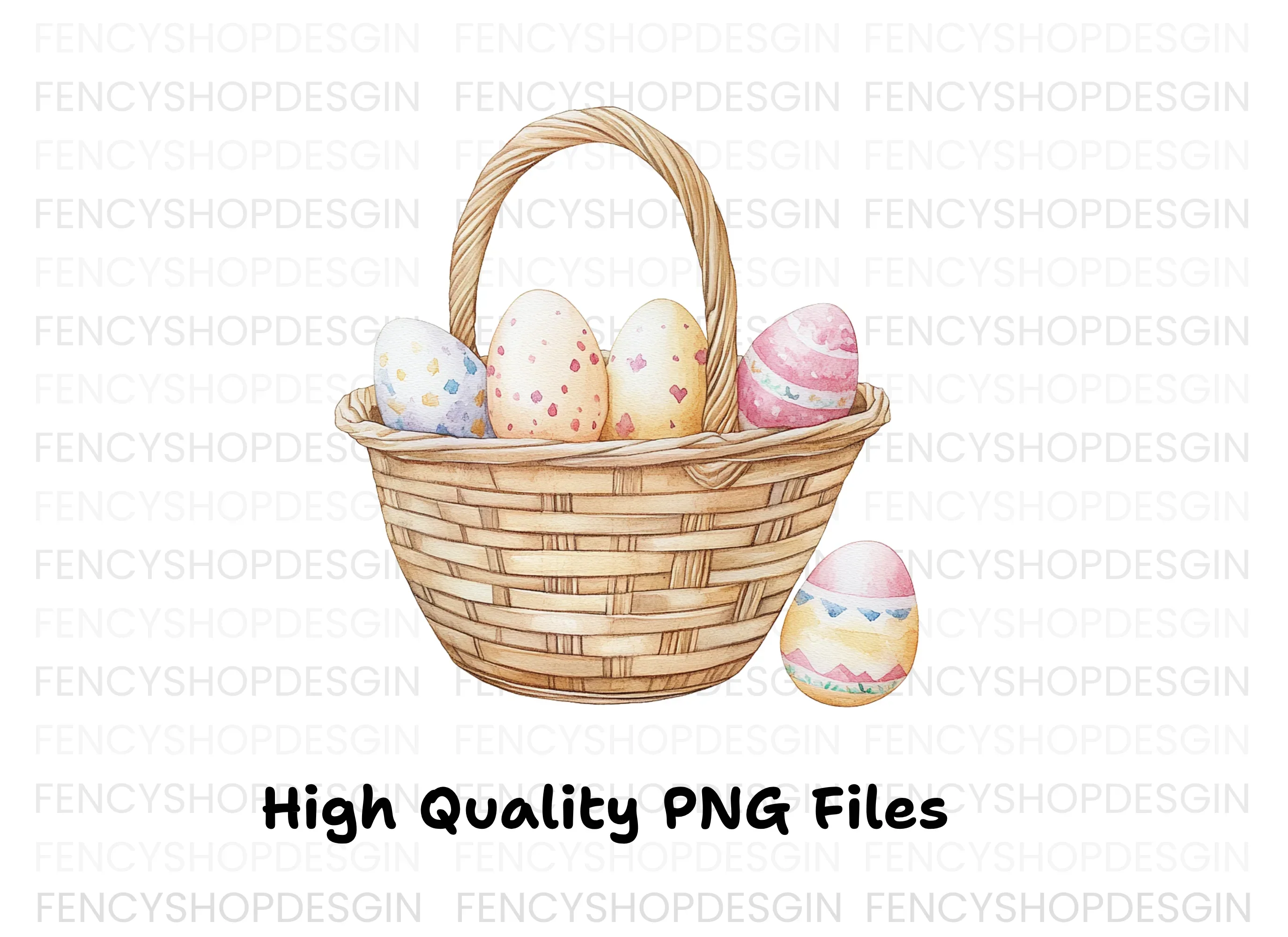 Easter Basket with Eggs Clipart Bundle - Image 3