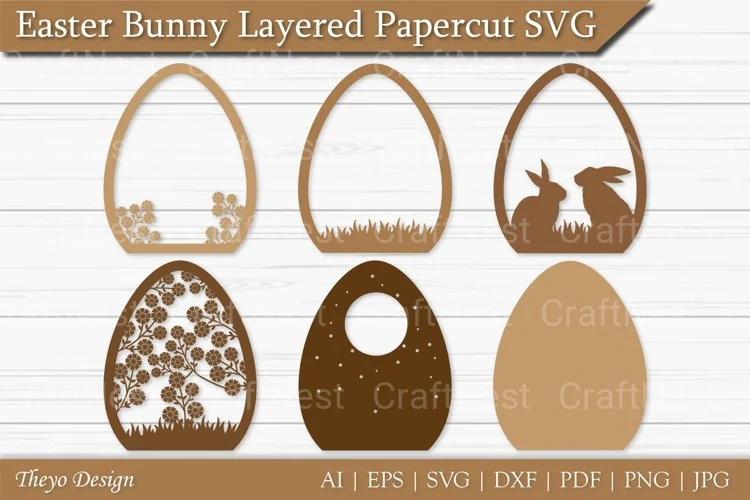 Easter Bunny Layered Papercut SVG - Image 2