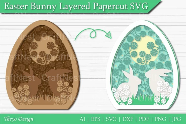 Easter Bunny Layered Papercut SVG - Image 3