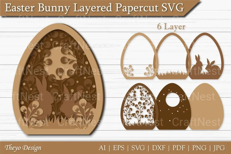 Easter Bunny Layered Papercut SVG Bundle - Image 2