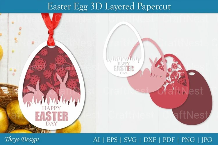 Easter Egg Layered Papercut SVG Bundle