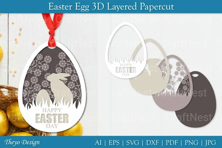 Easter Egg Layered Papercut SVG Bundle