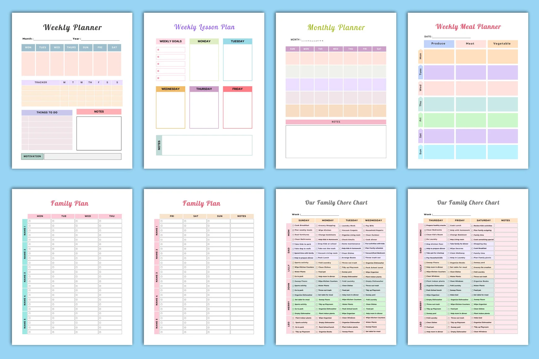 Editable Weekly Family Planner - Image 3