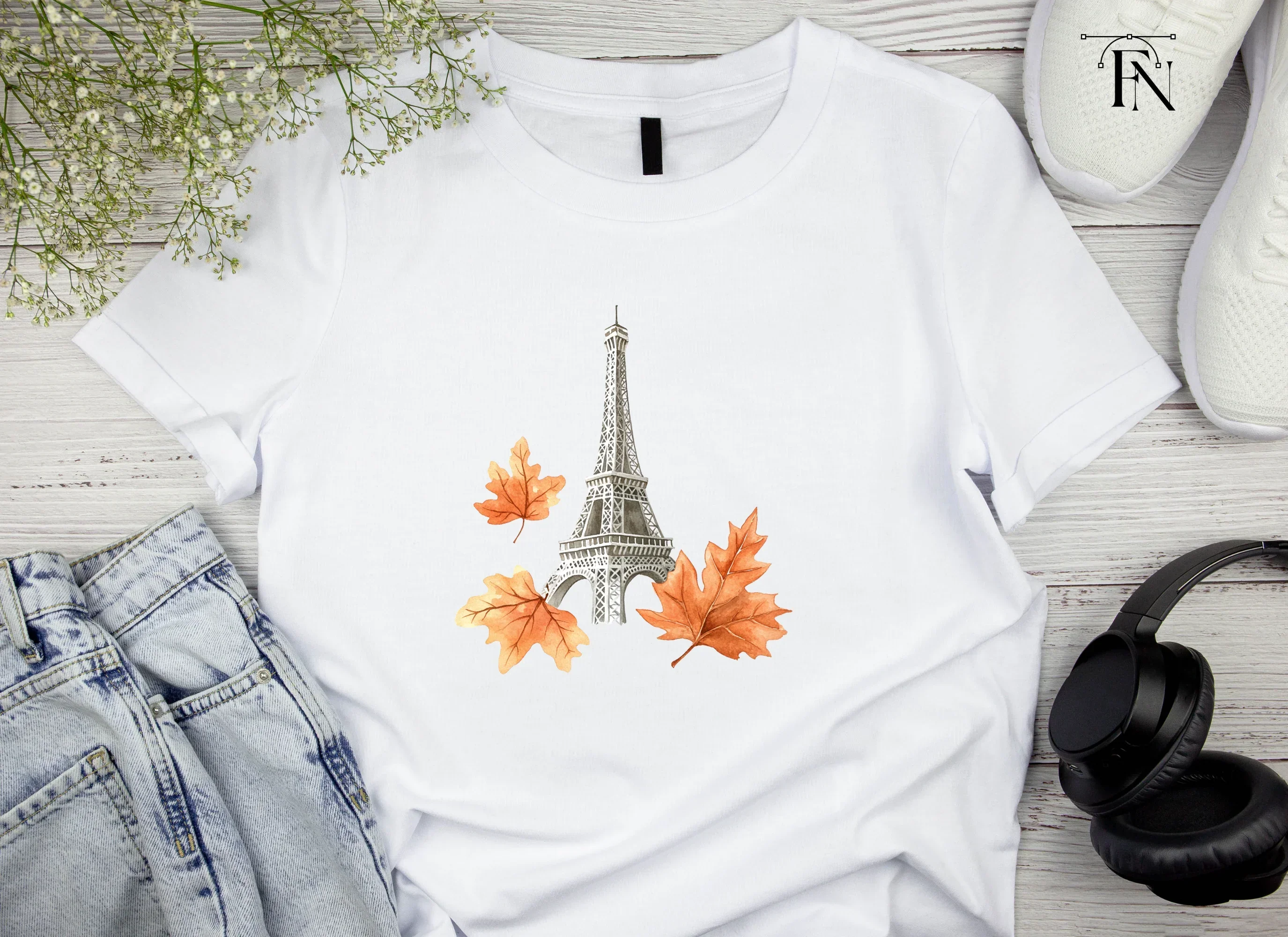 Eiffel Tower Autumn Leaves Clipart Bundle - Image 5