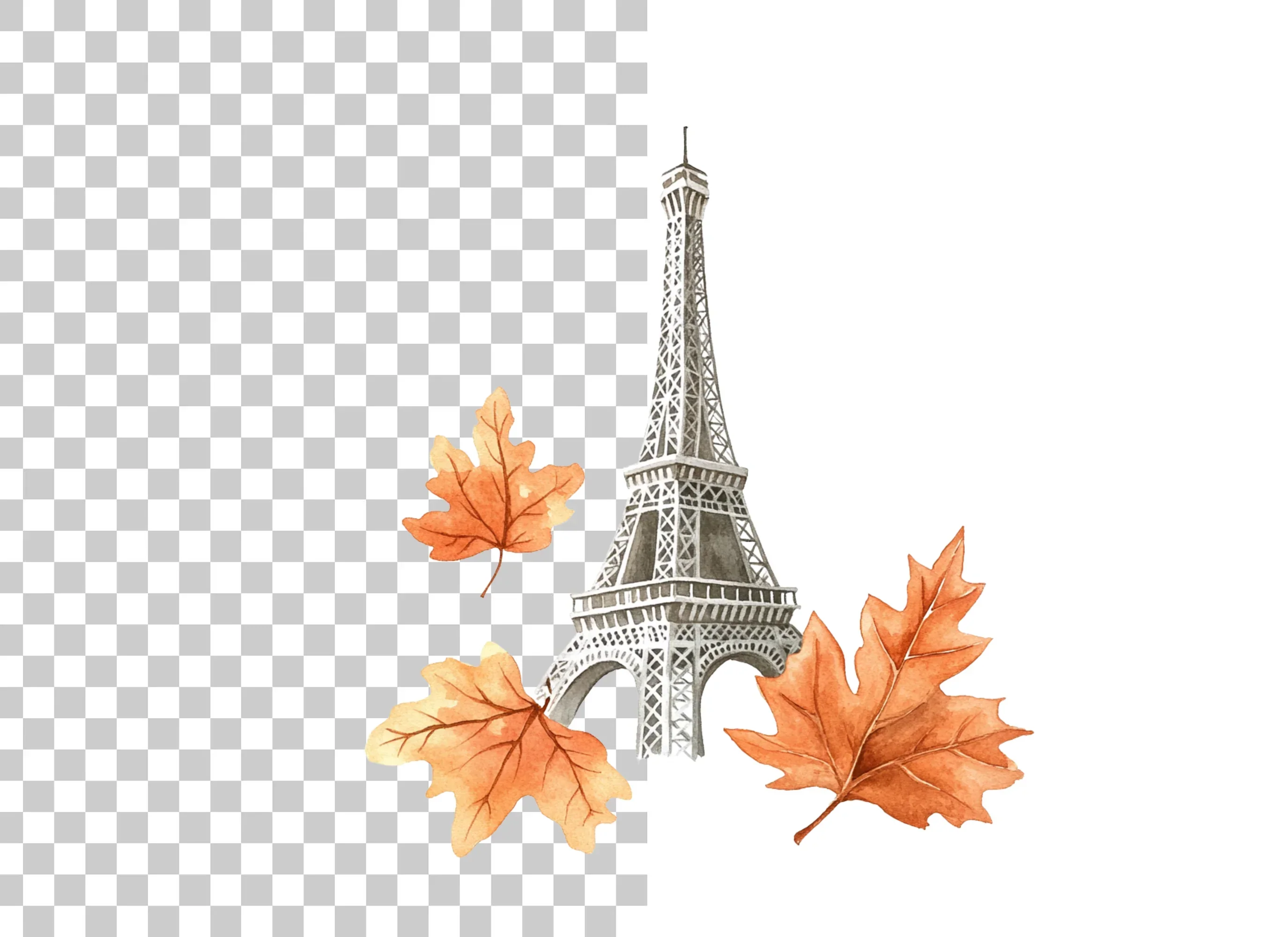 Eiffel Tower Autumn Leaves Clipart Bundle - Image 6