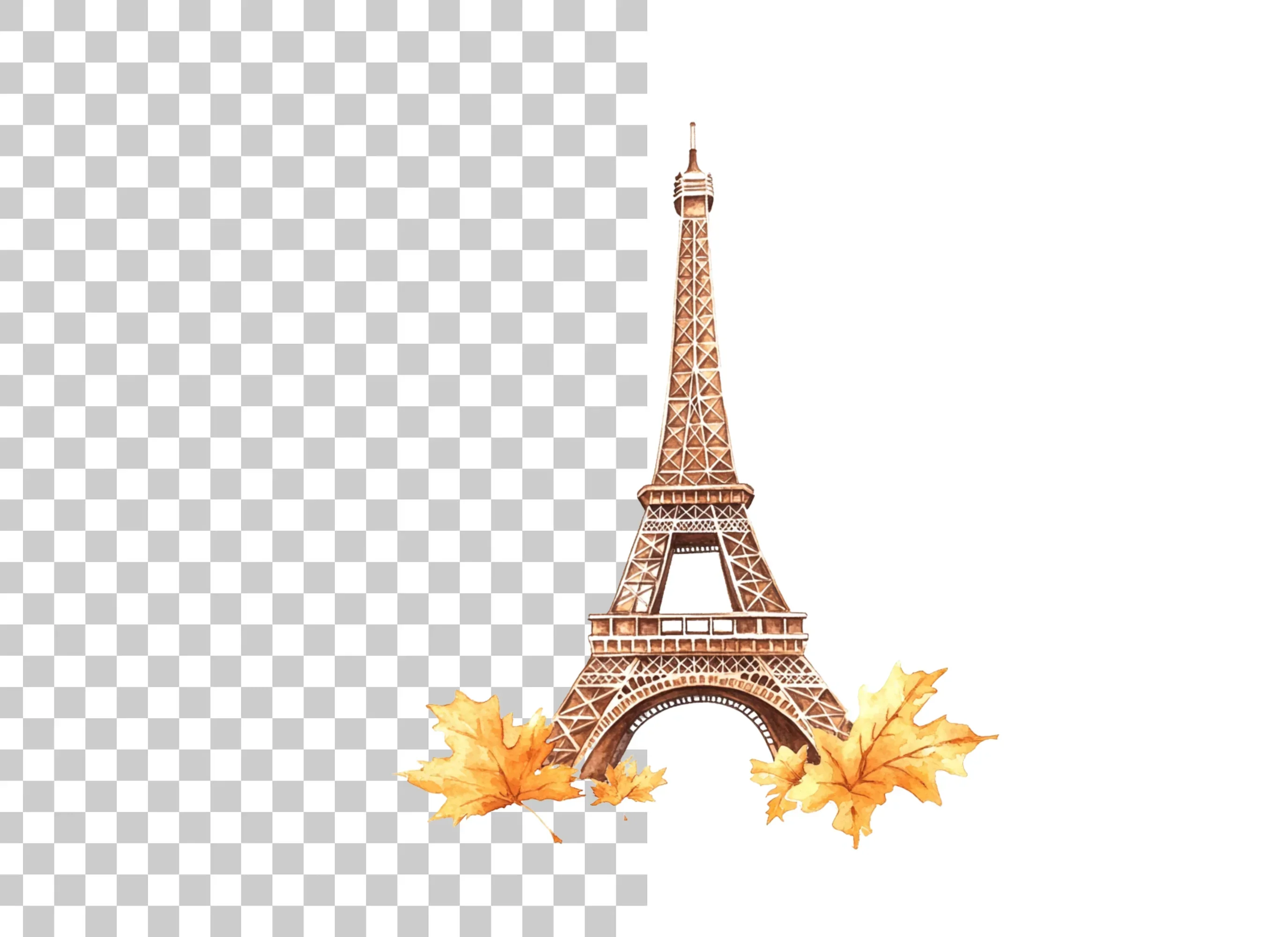 Eiffel Tower Autumn Leaves Clipart Bundle - Image 6