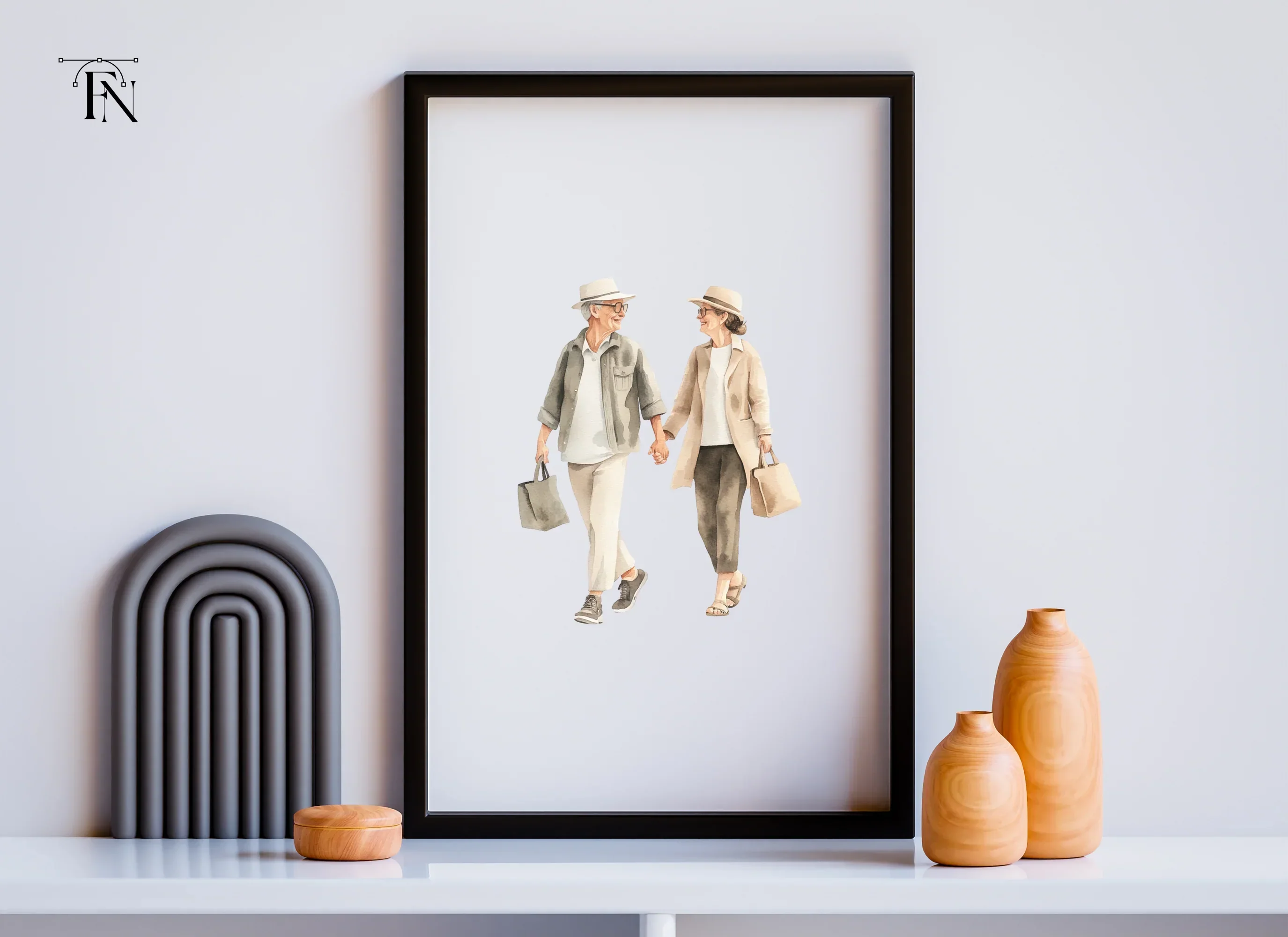 Elderly Couple Shopping Clipart Bundle - Image 6