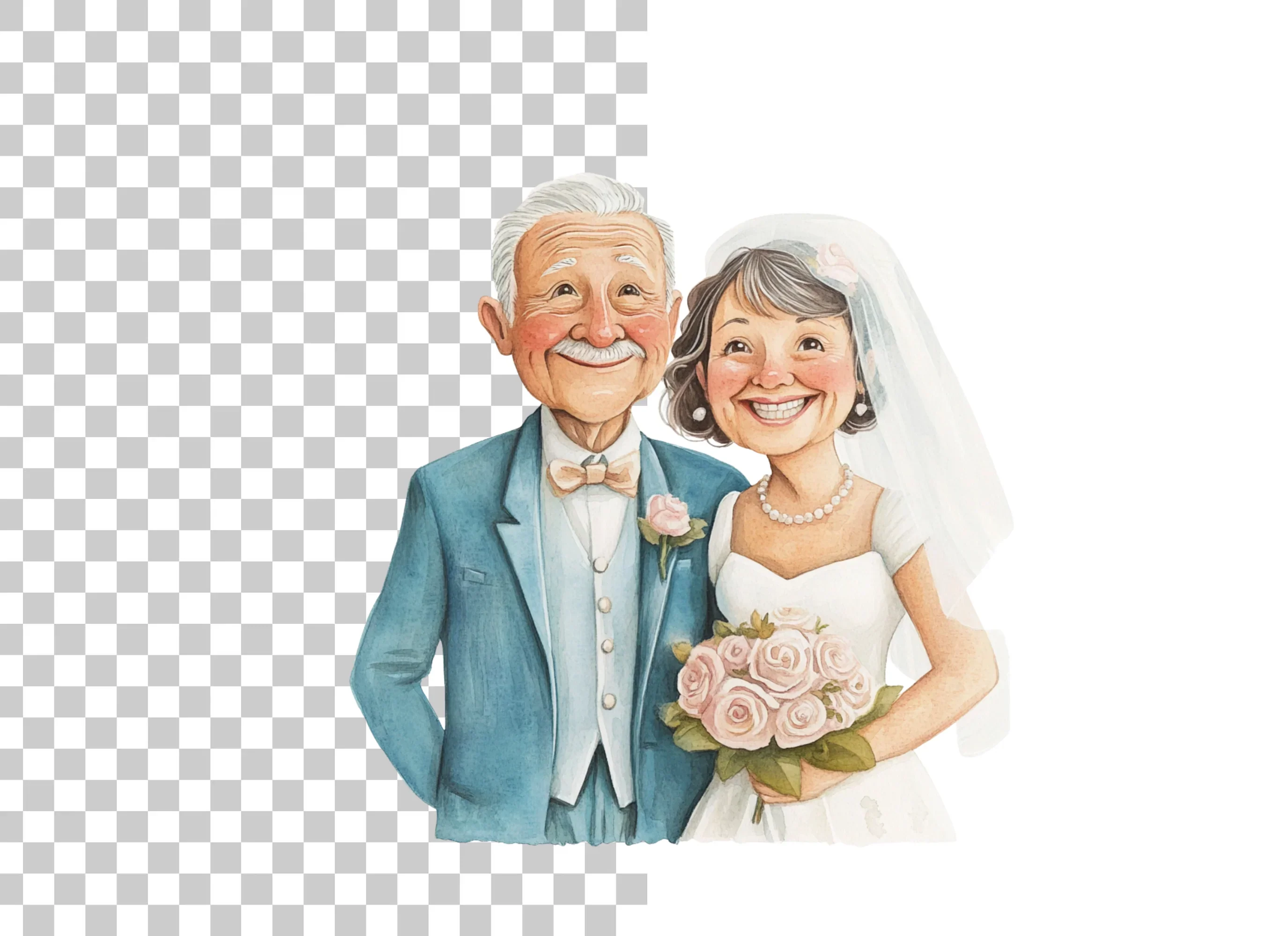 Elderly Couple Wedding Clipart Bundle - Image 2