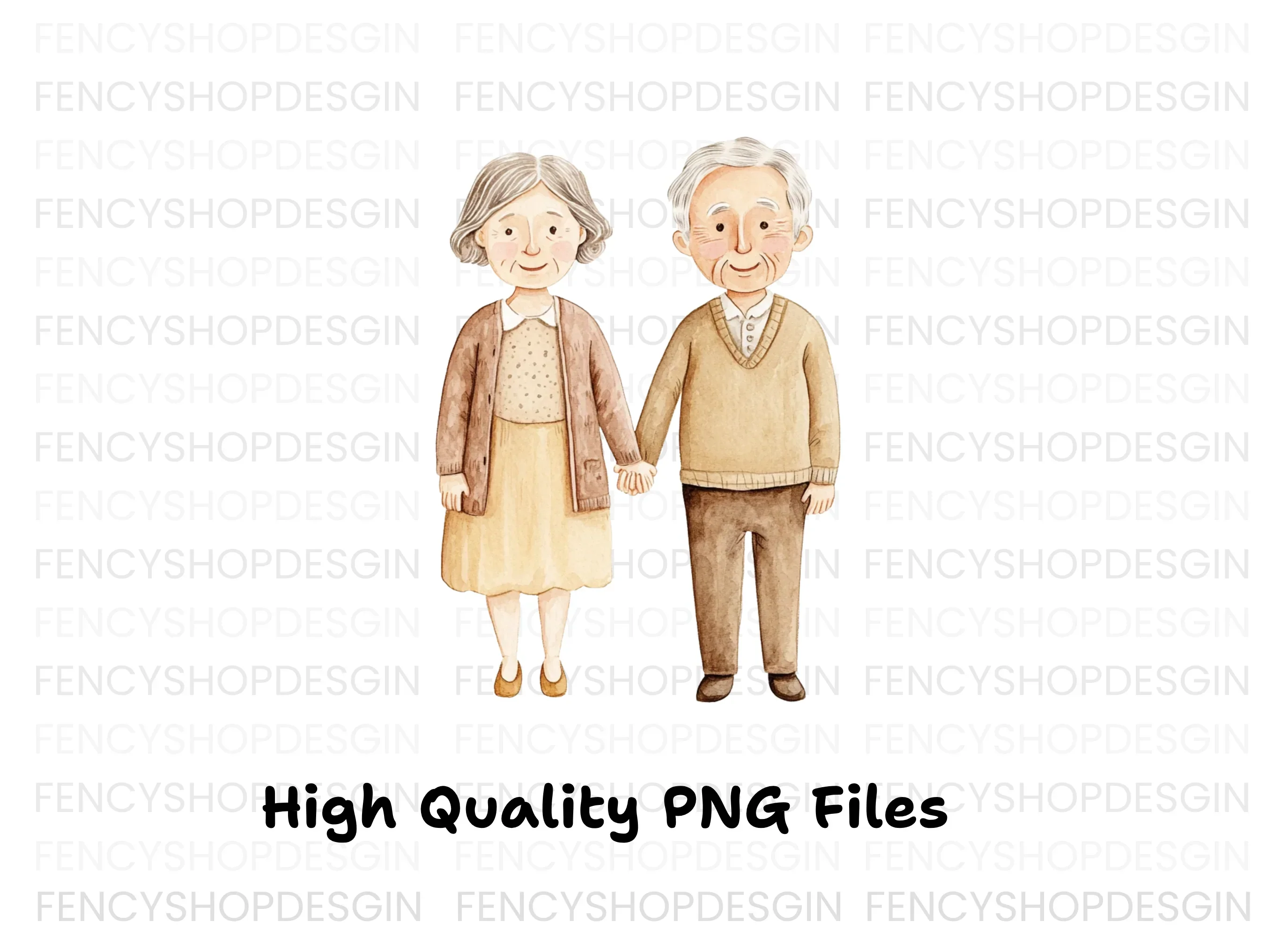 Elderly Couple Wedding Clipart Bundle - Image 3