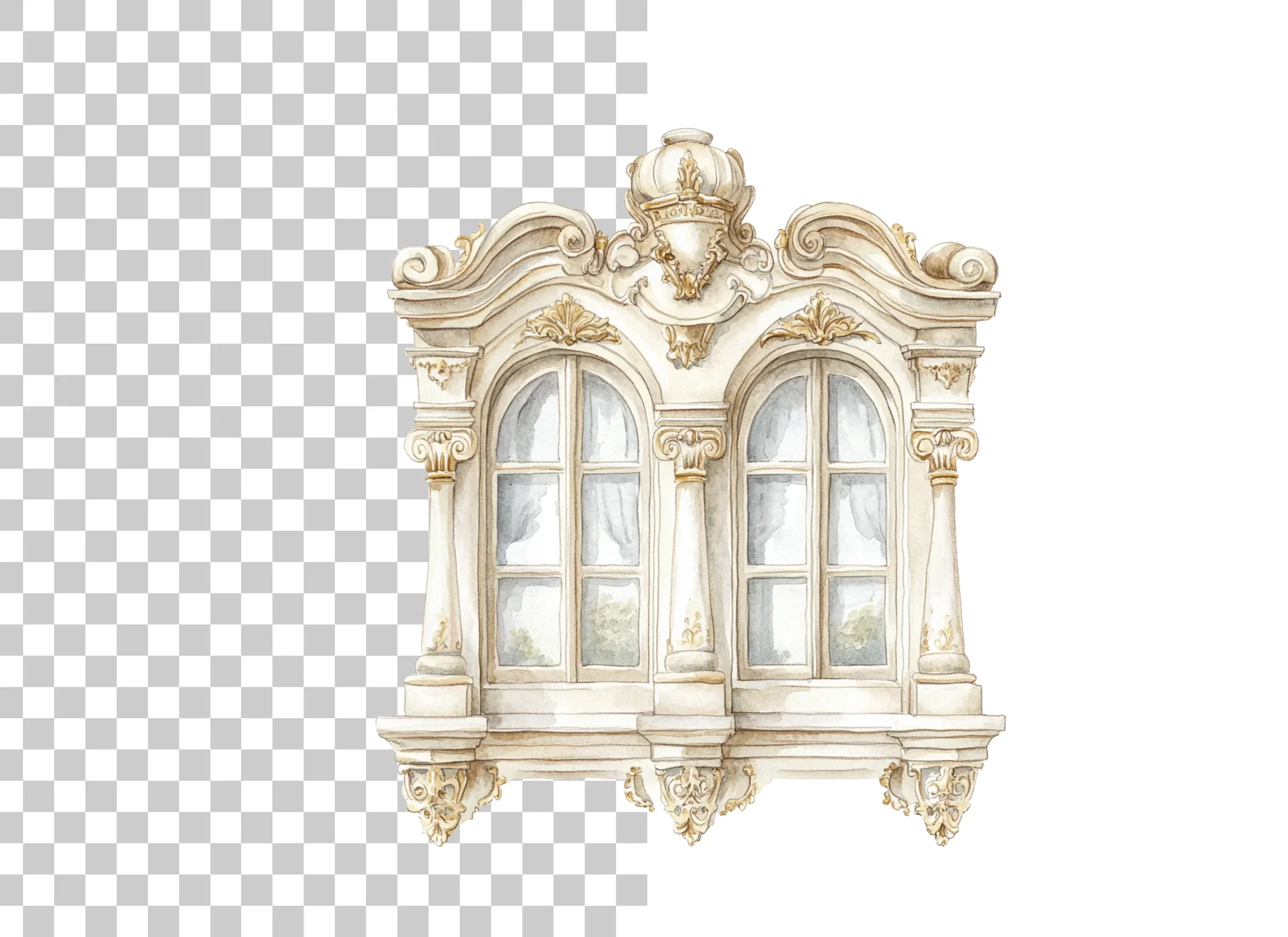 Elegant Baroque Window Clipart Bundle - Image 2