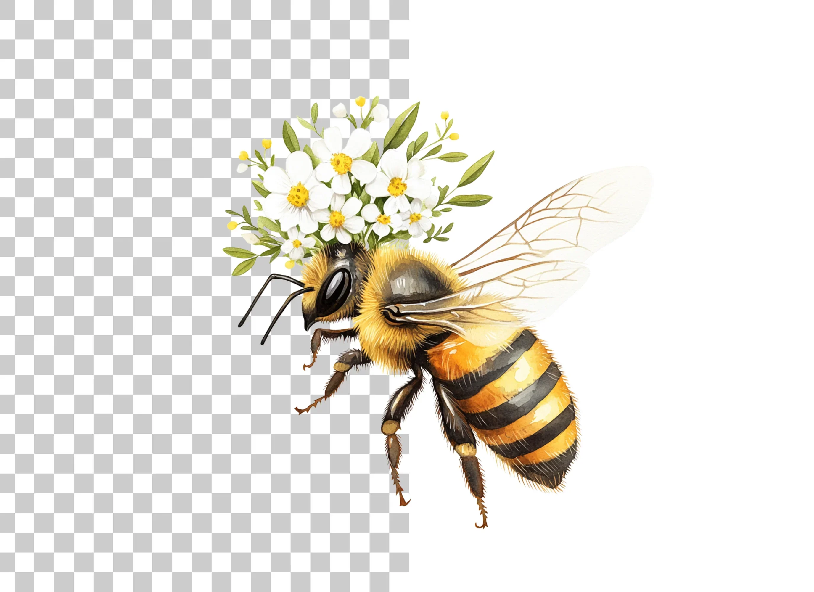 Elegant Bee with Floral Crown Clipart Bundle - Image 6