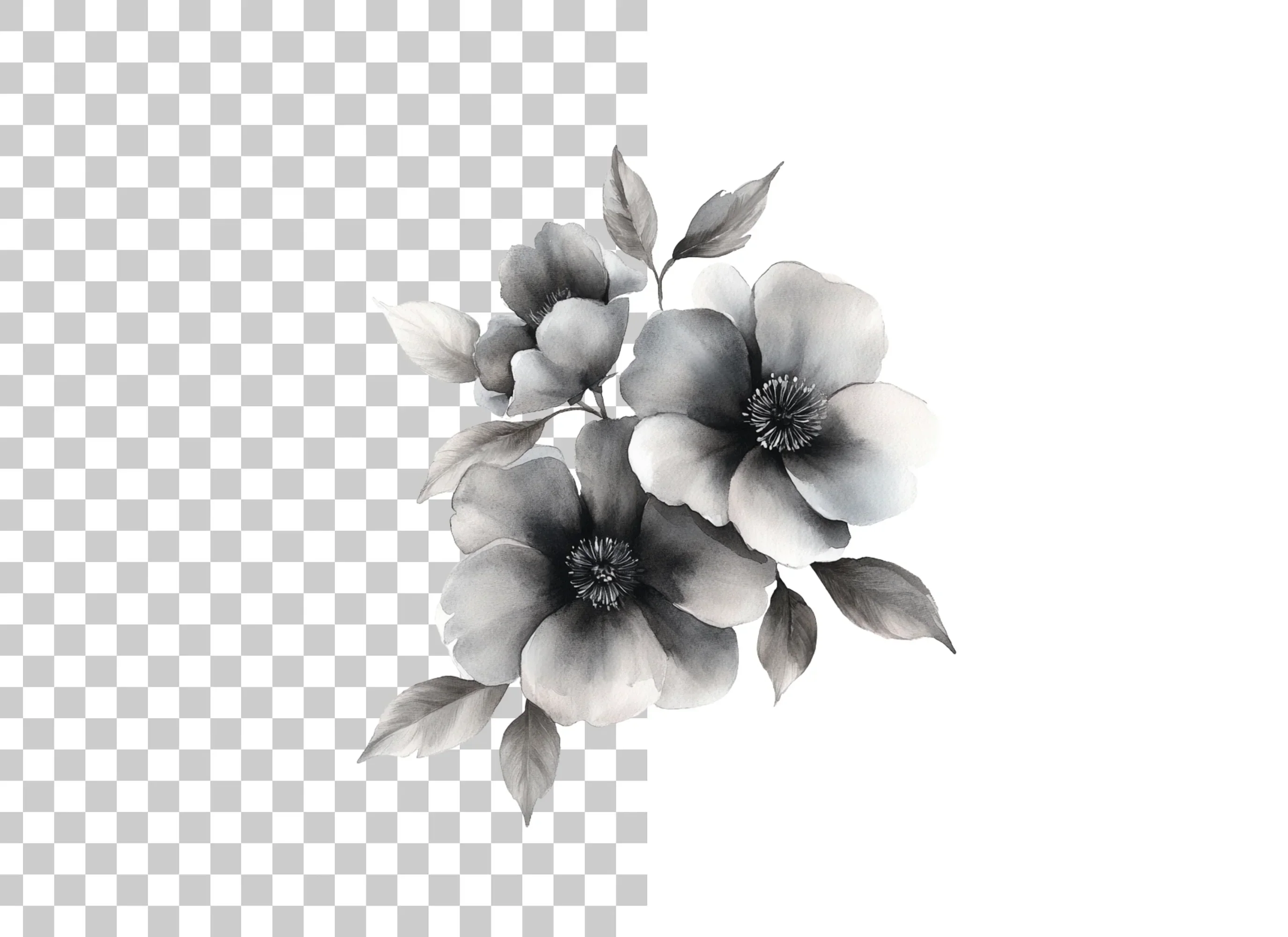 Elegant Black and White Floral Clipart Bundle - Image 4