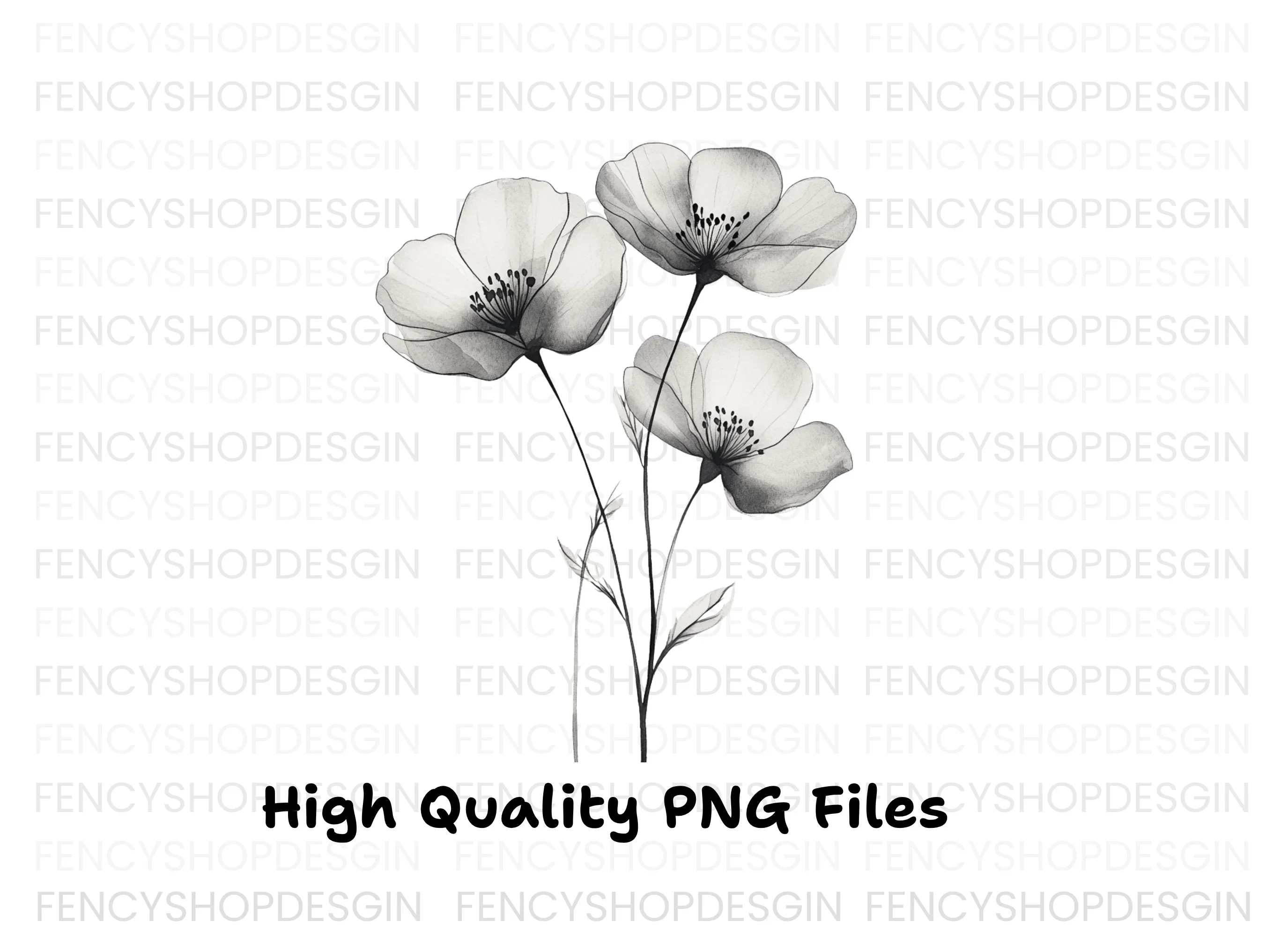 Elegant Black and White Floral Clipart Bundle - Image 2