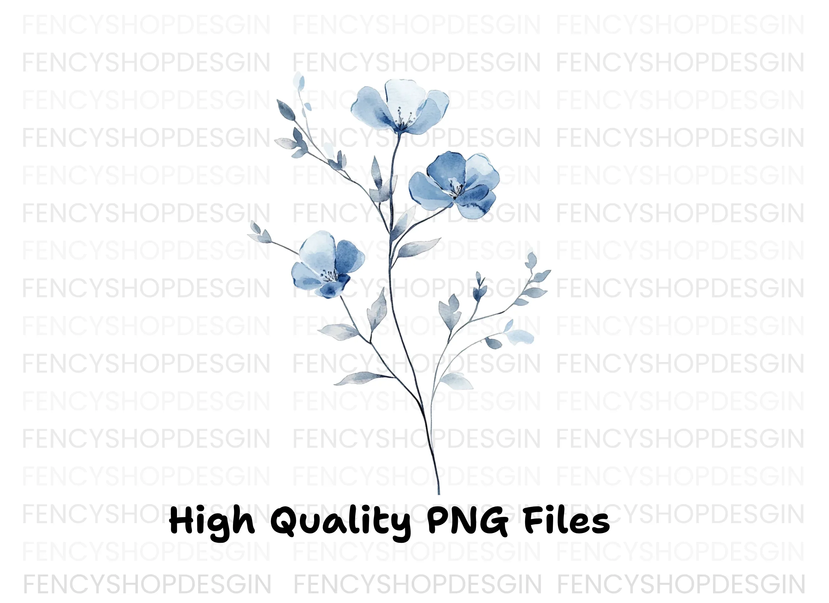 Elegant Blue Floral Clipart Bundle - Image 3