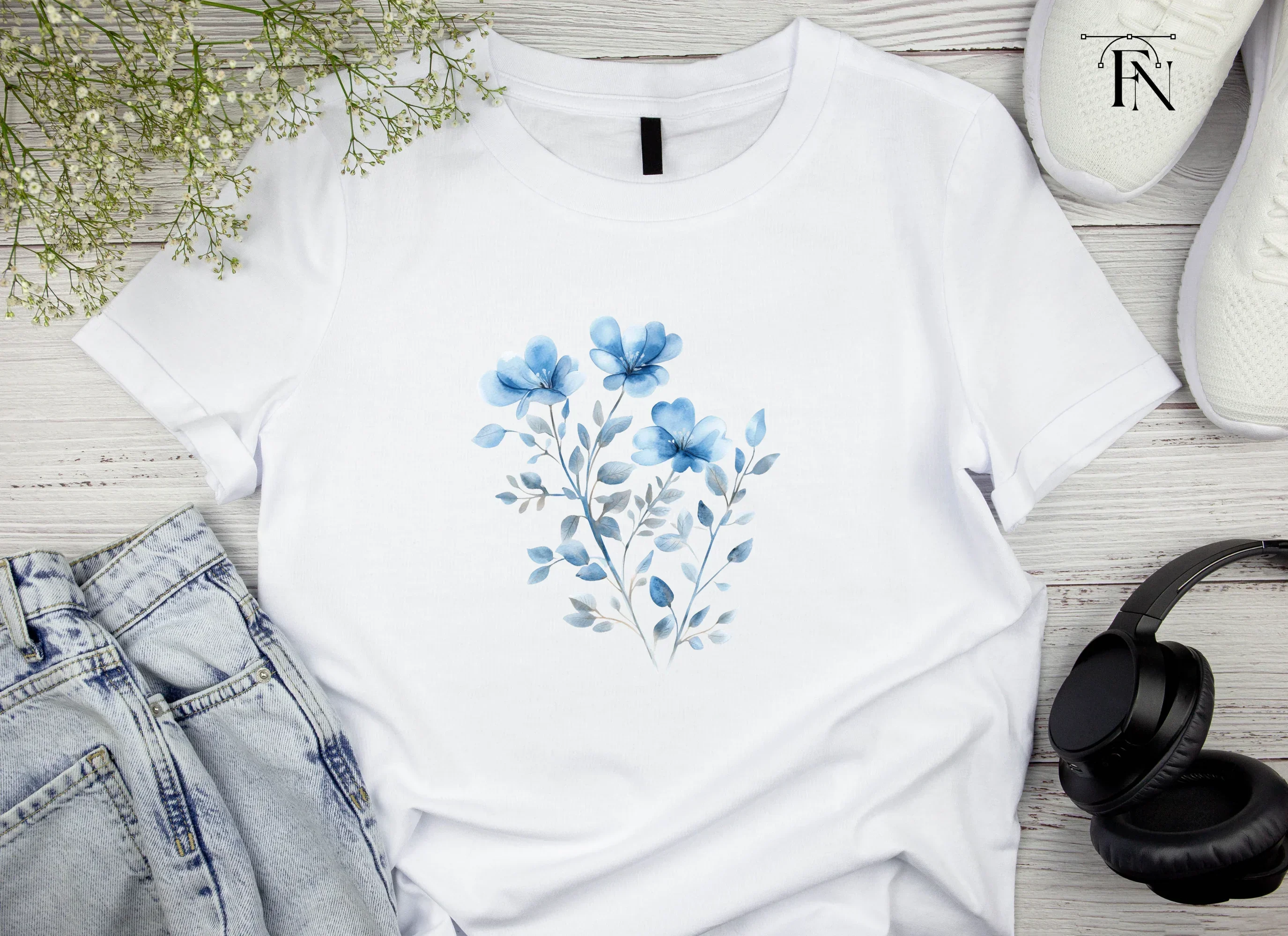 Elegant Blue Floral Clipart Bundle - Image 4