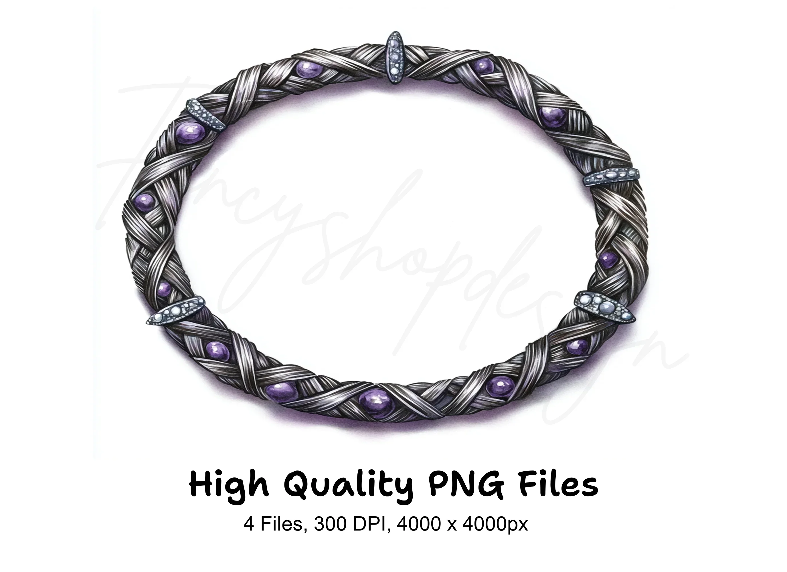 Elegant Braided Gemstone Necklace Clipart Bundle