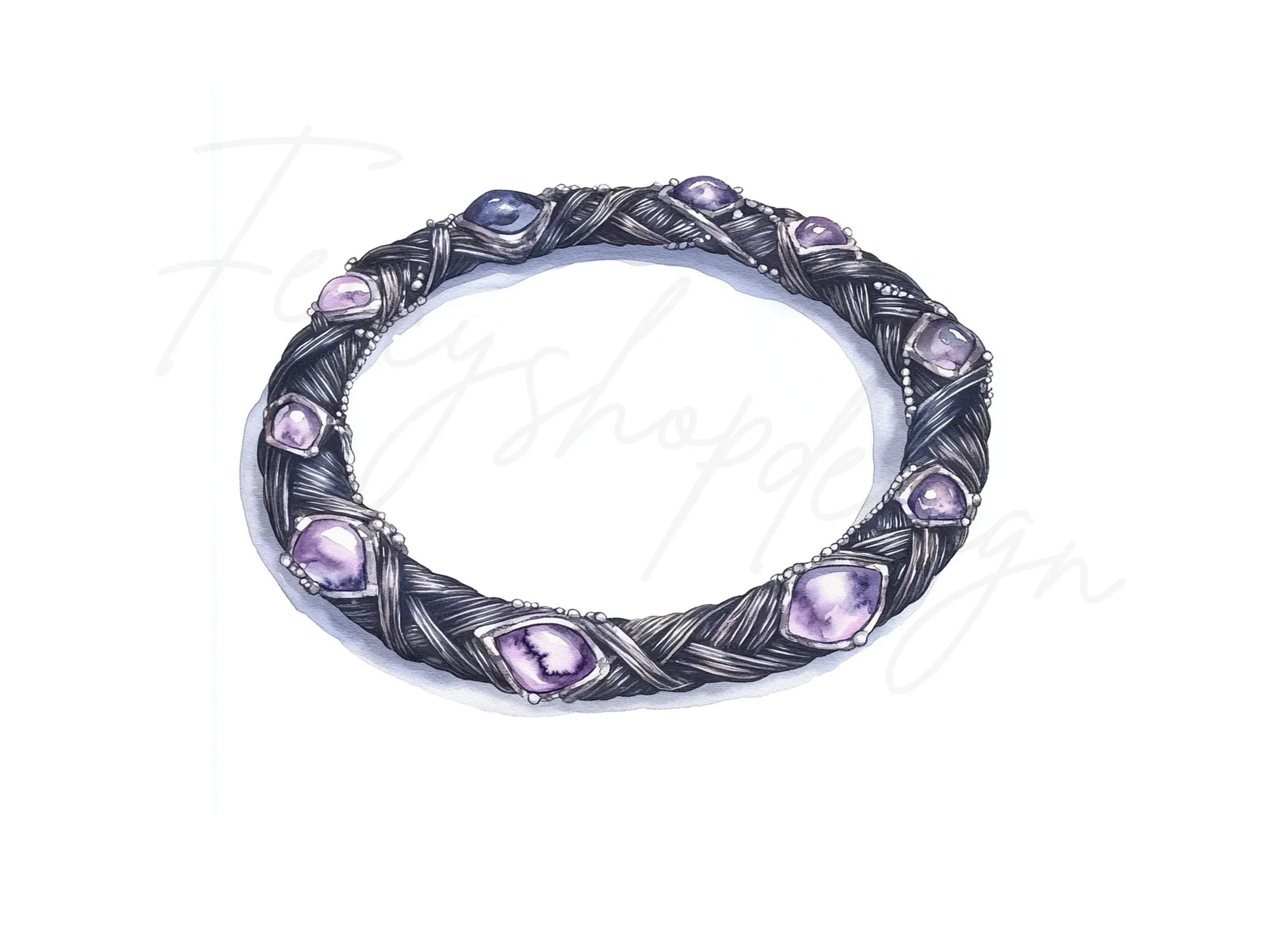 Elegant Braided Gemstone Necklace Clipart Bundle - Image 2