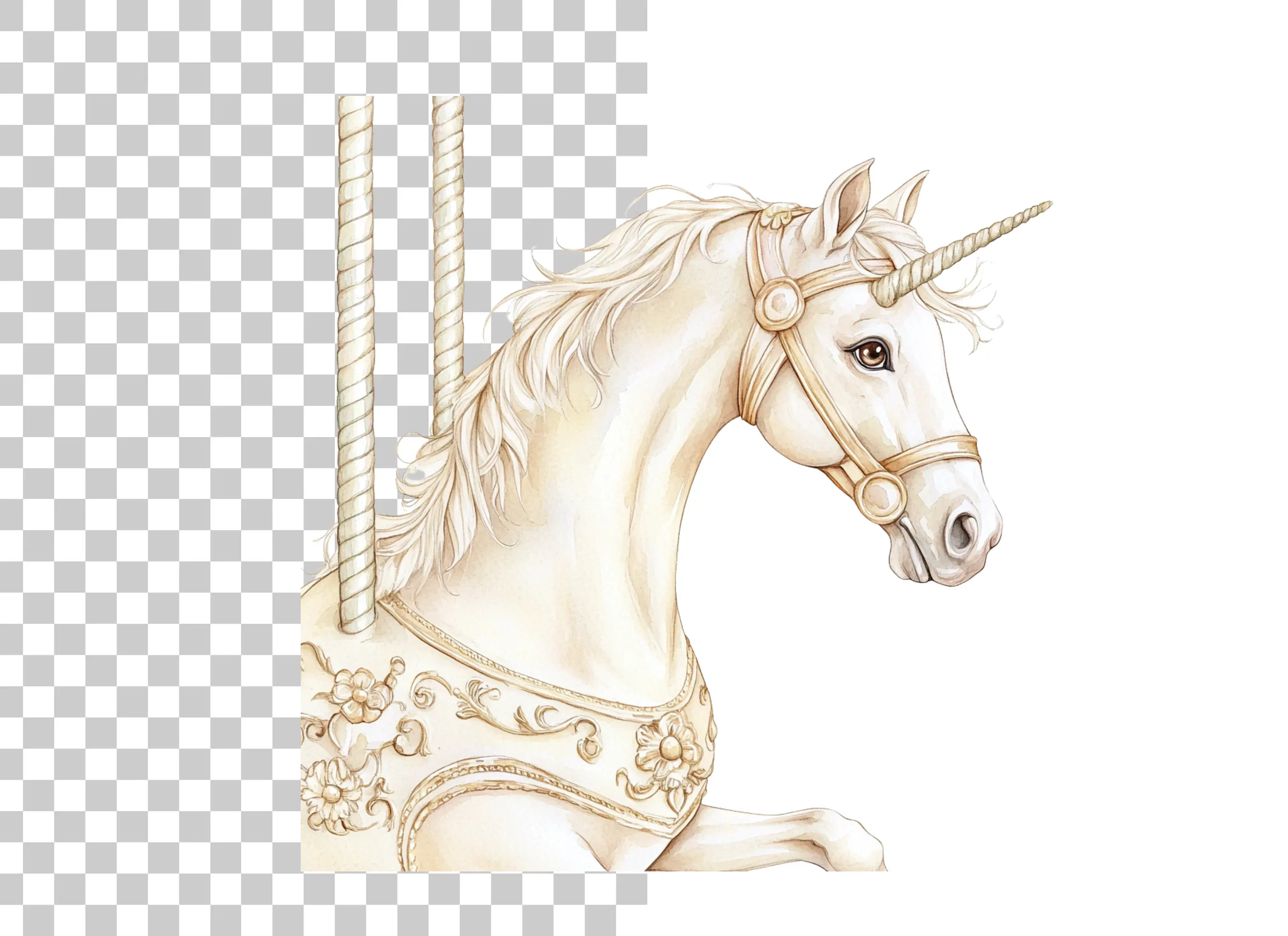 Elegant Carousel Unicorn Clipart Bundle - Image 2