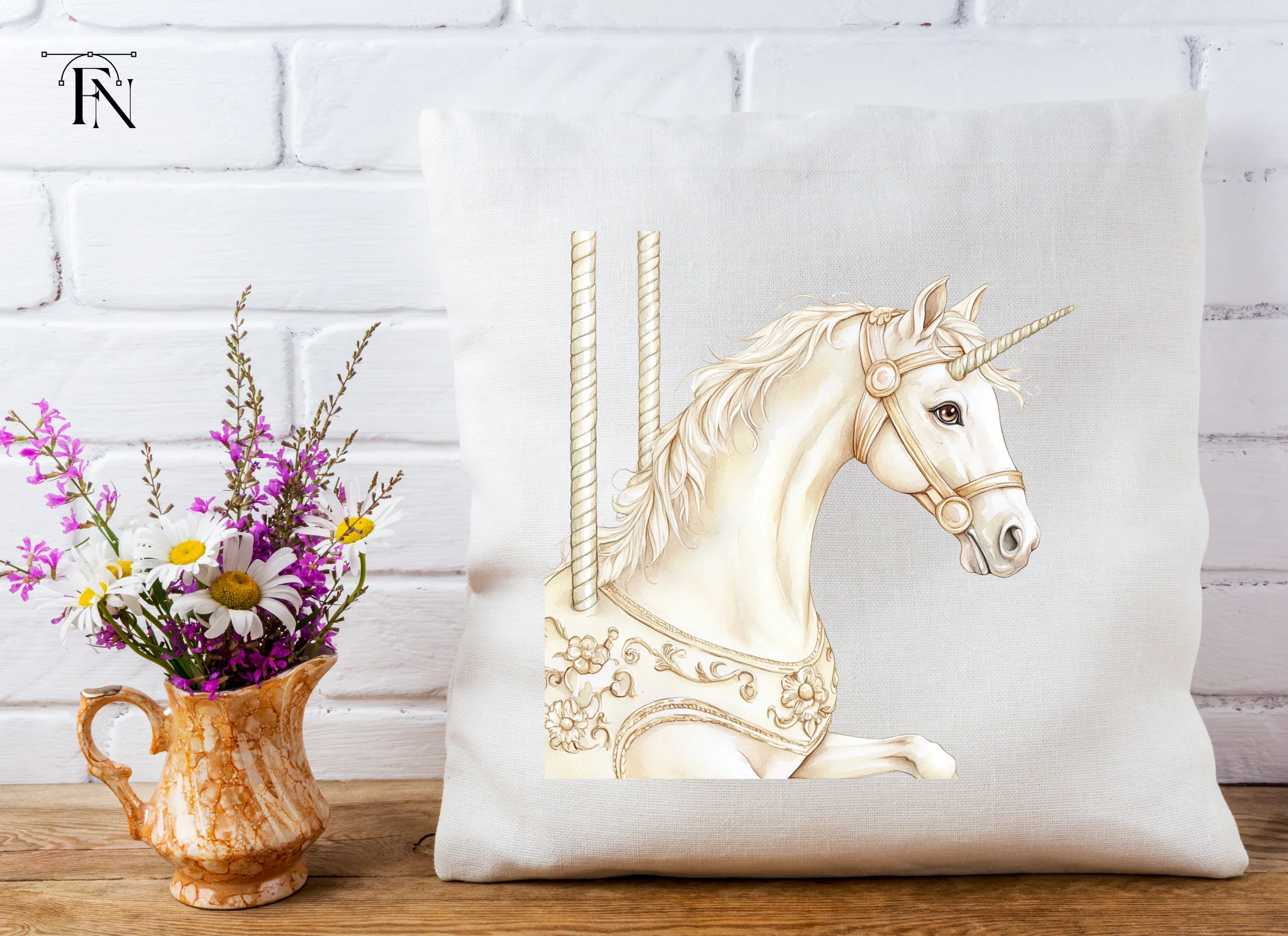 Elegant Carousel Unicorn Clipart Bundle - Image 5
