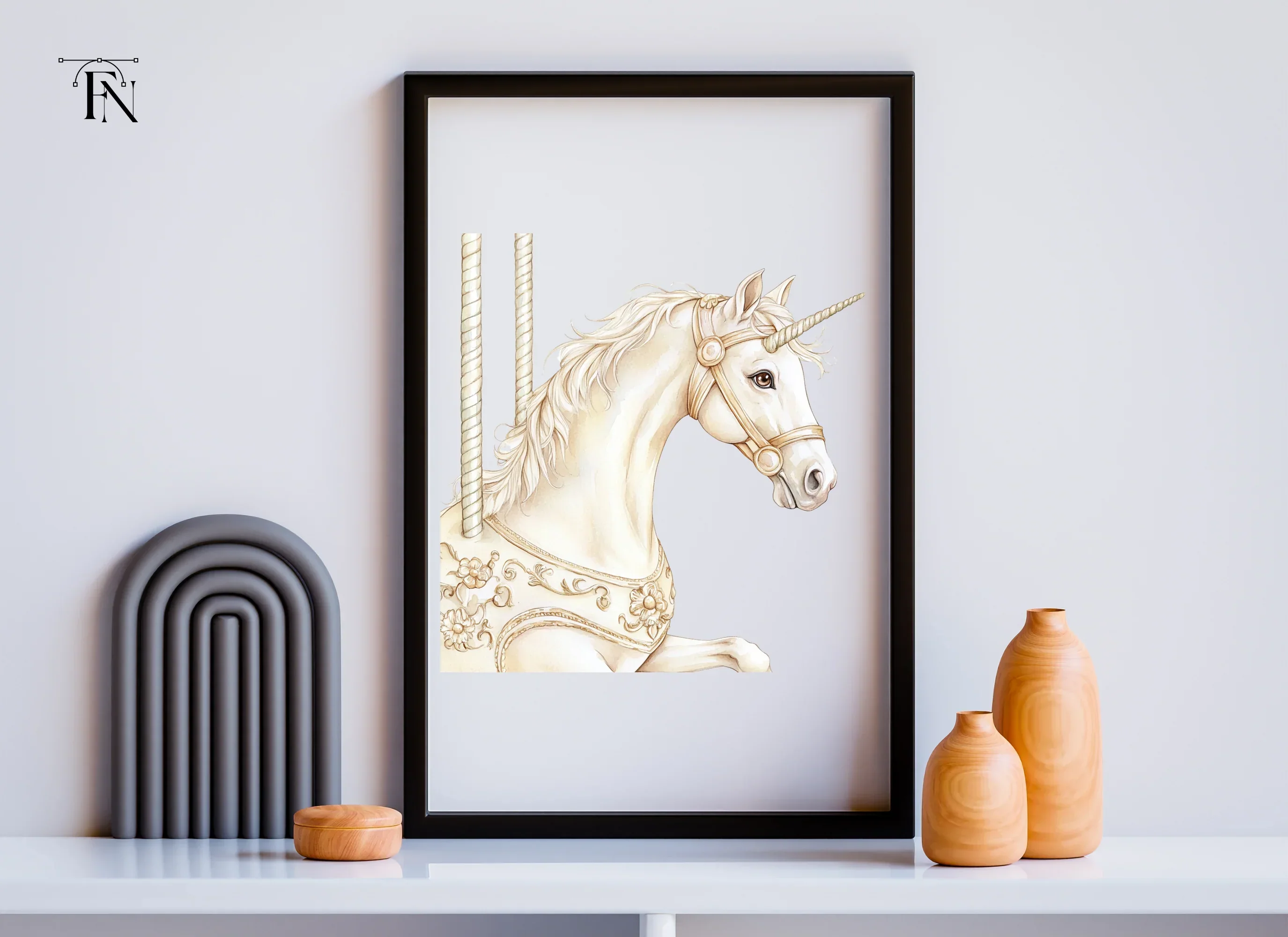 Elegant Carousel Unicorn Clipart Bundle - Image 6
