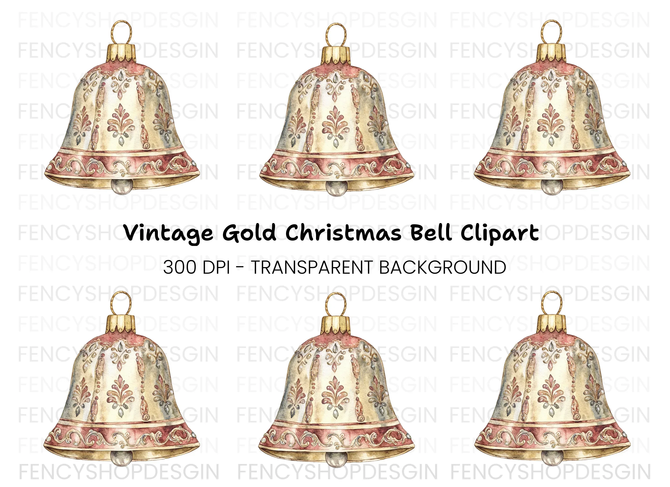 Elegant Christmas Bell Clipart Bundle