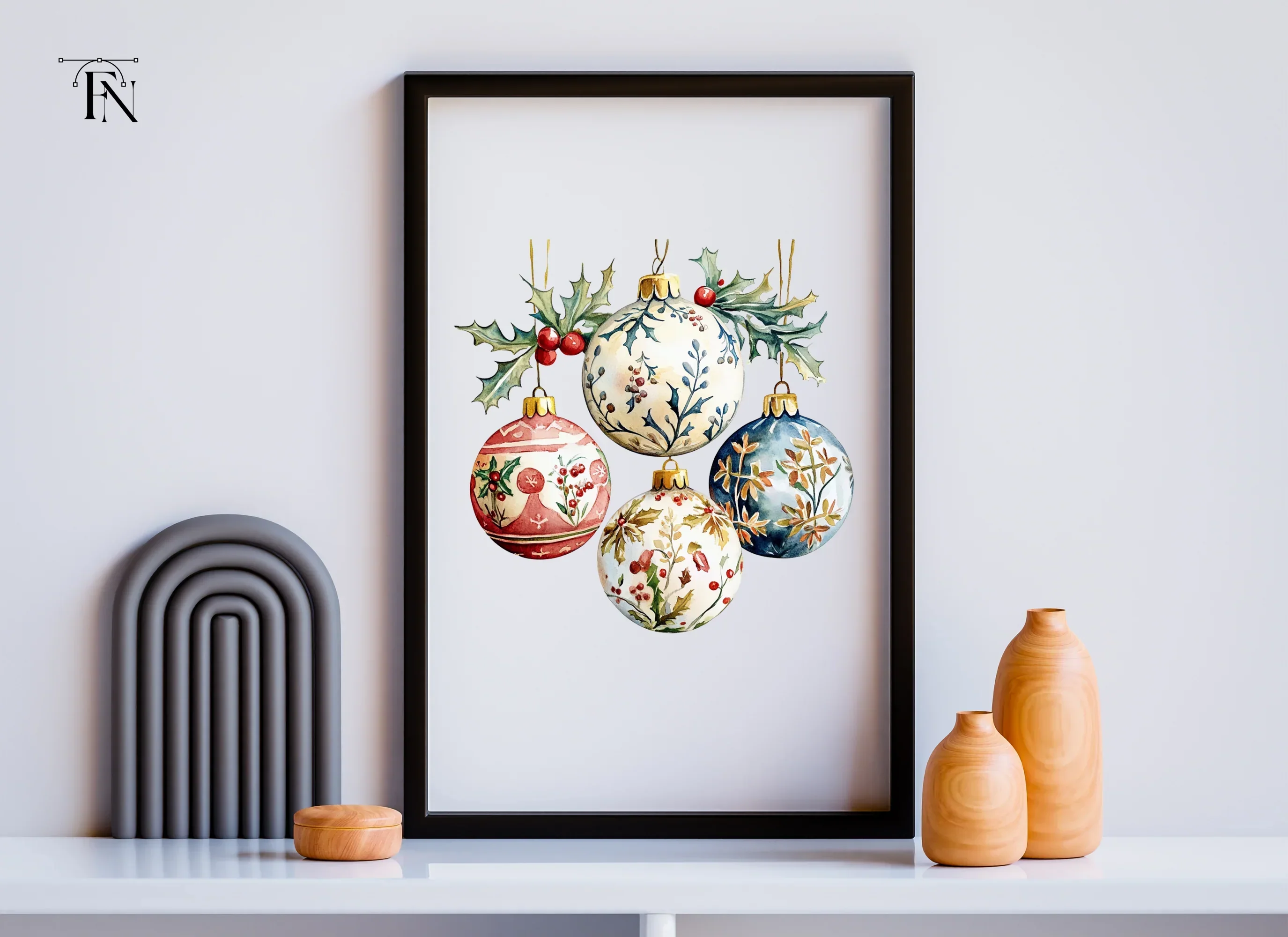 Elegant Christmas Ornaments Clipart Bundle - Image 6