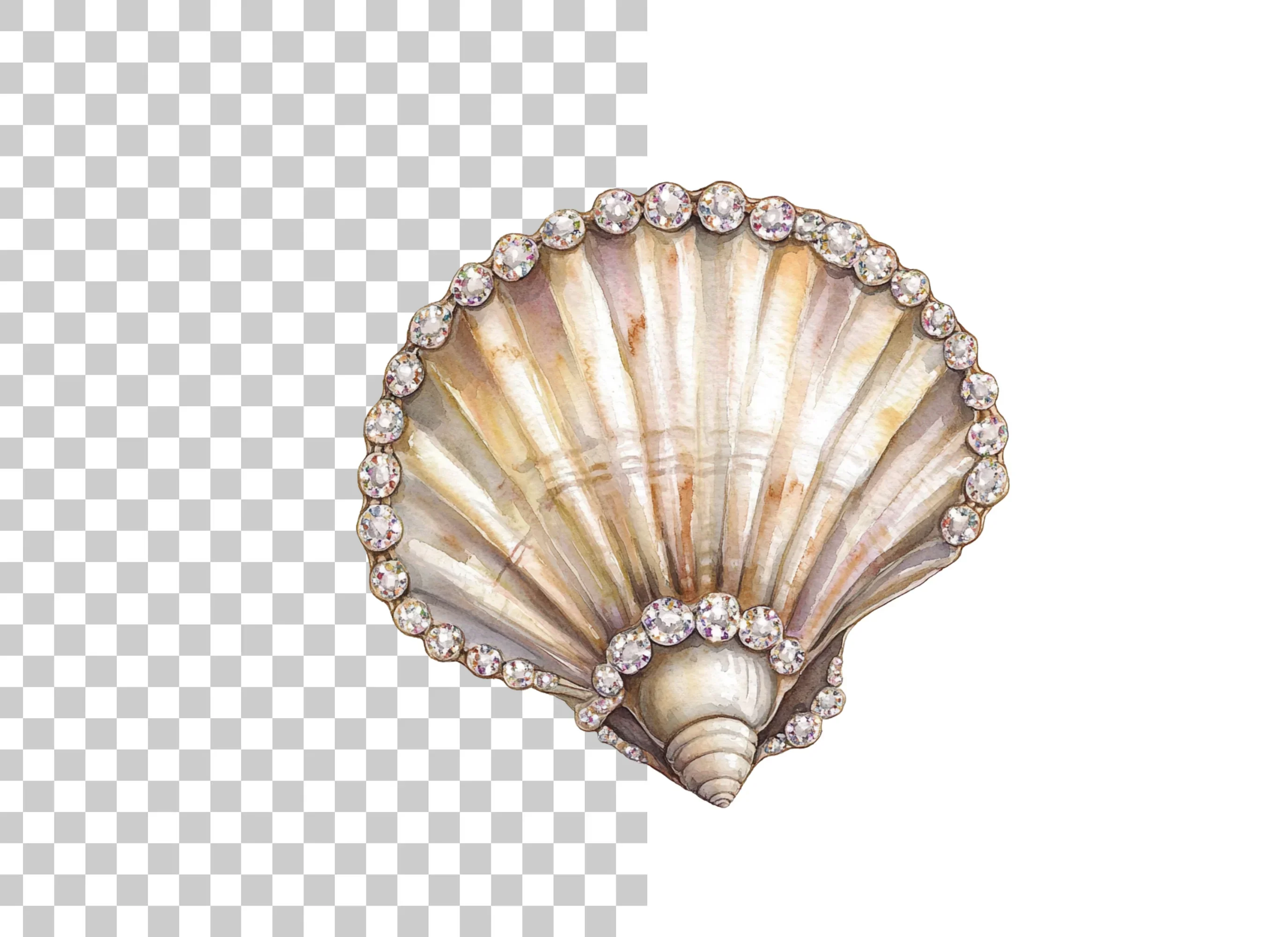 Elegant Diamond Seashell Clipart Bundle - Image 2