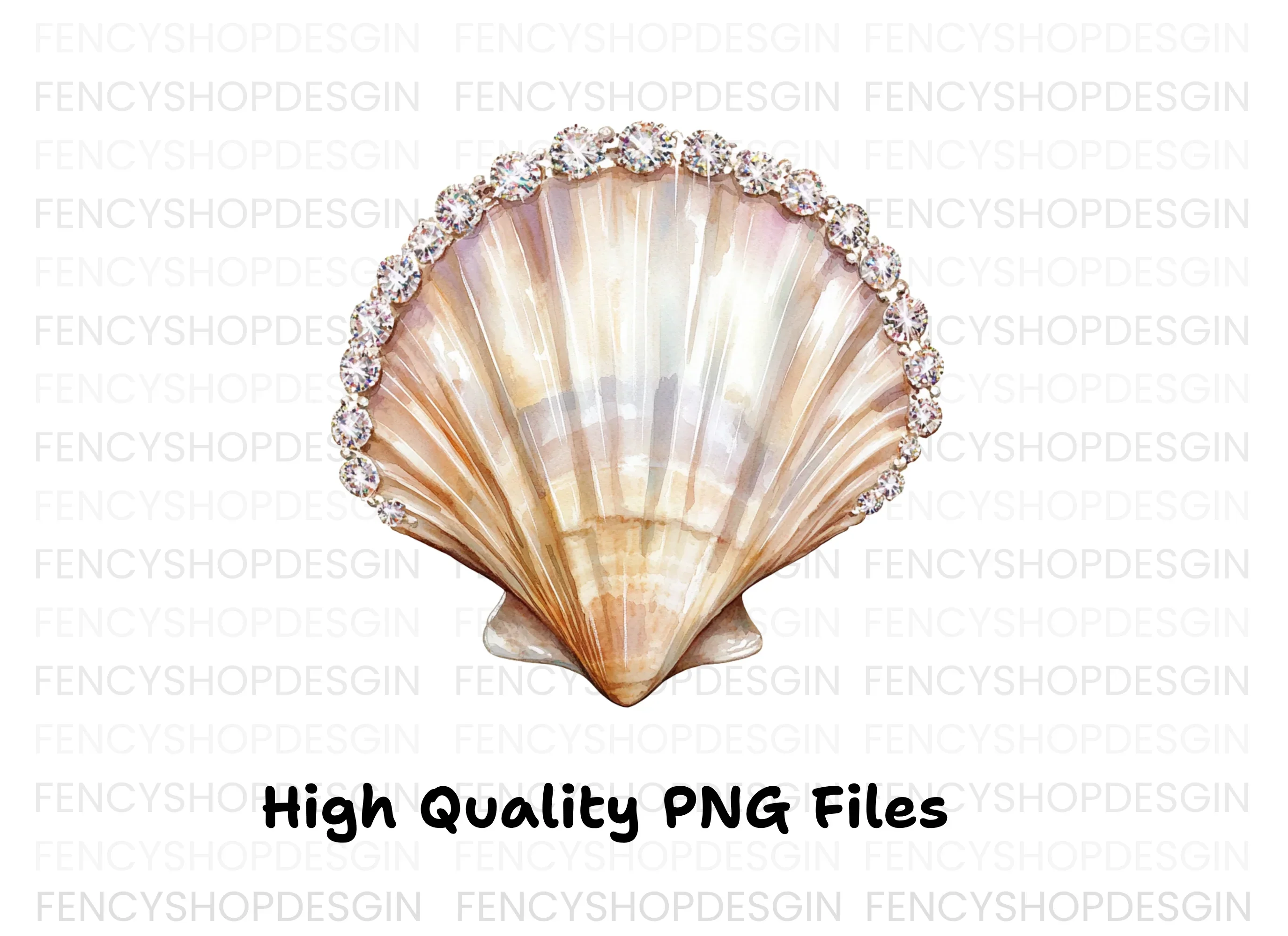 Elegant Diamond Seashell Clipart Bundle - Image 3