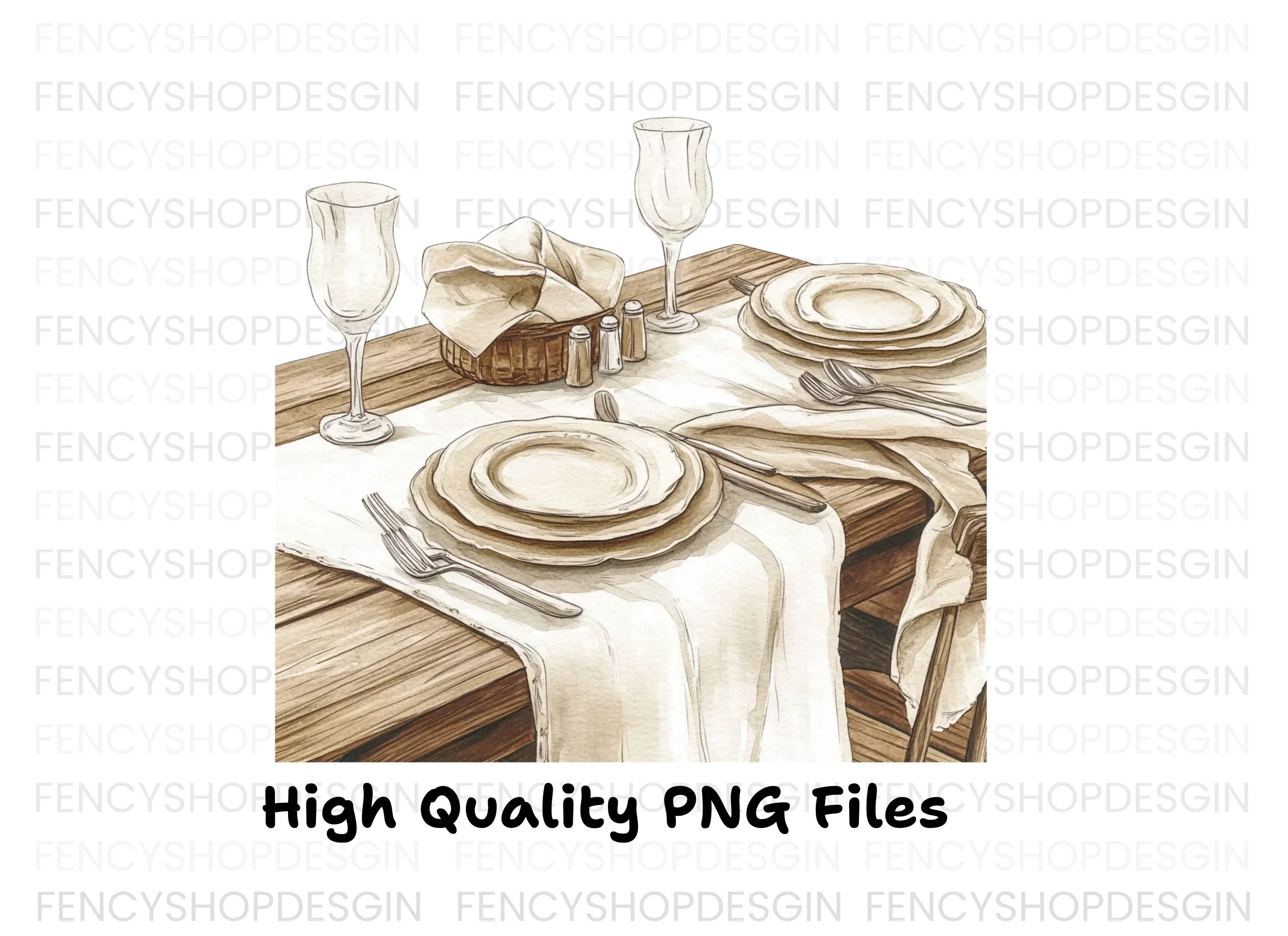 Elegant Dining Table Settings Clipart Bundle - Image 2