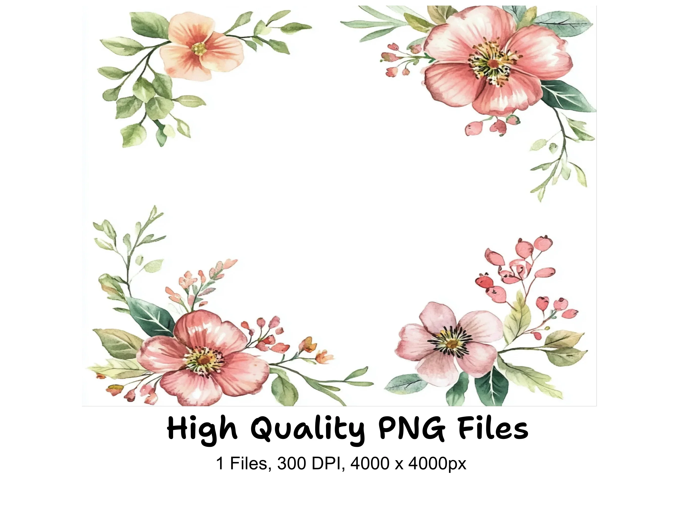 Elegant Floral Corner Frames Clipart Bundle