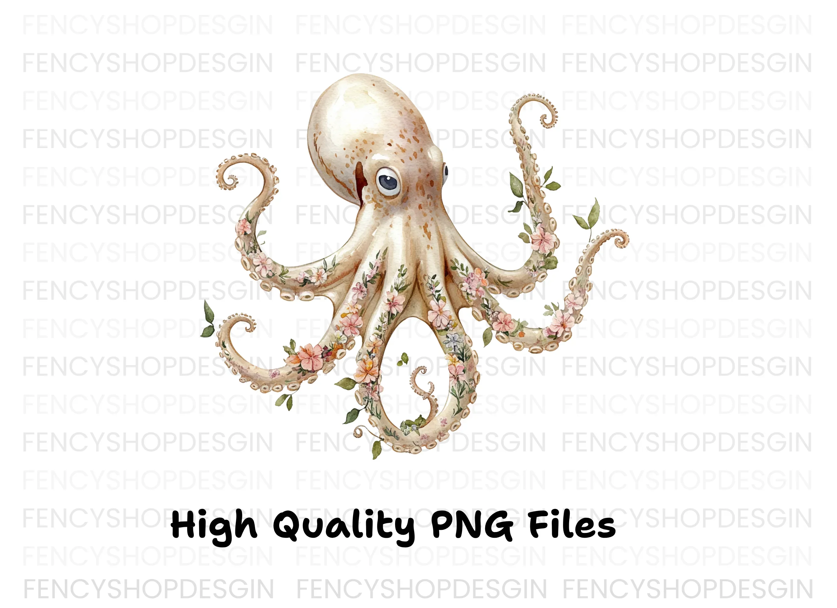 Elegant Floral Octopus Clipart Bundle - Image 3