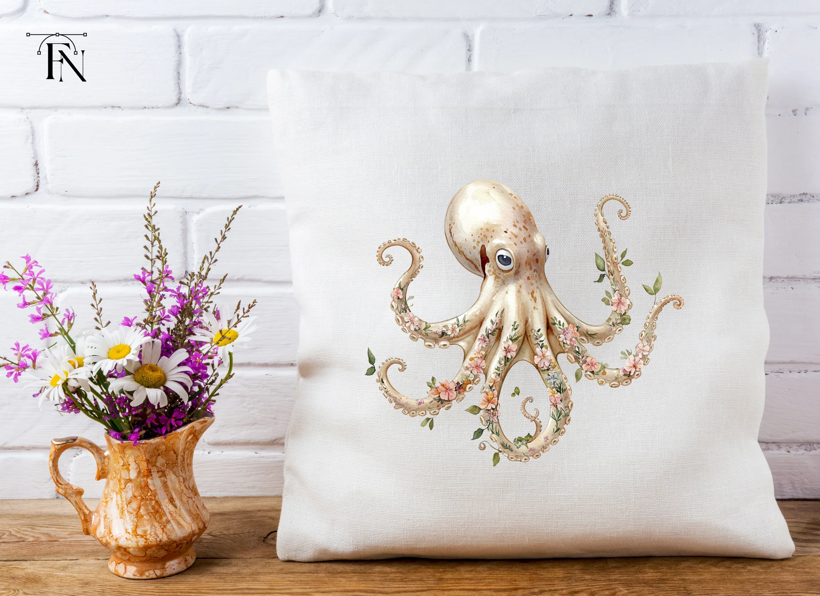 Elegant Floral Octopus Clipart Bundle - Image 5