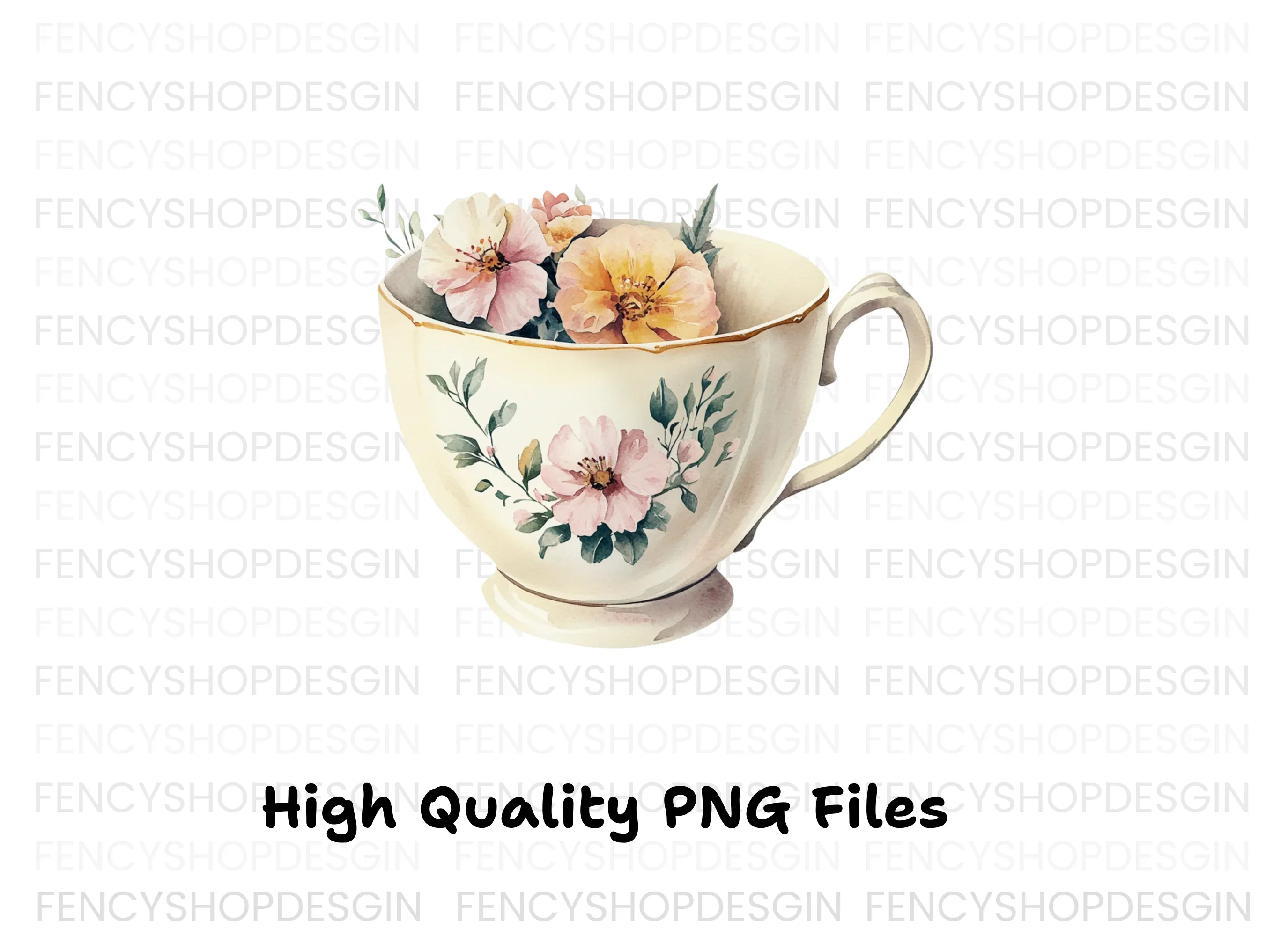 Elegant Floral Teacup Clipart Bundle - Image 3