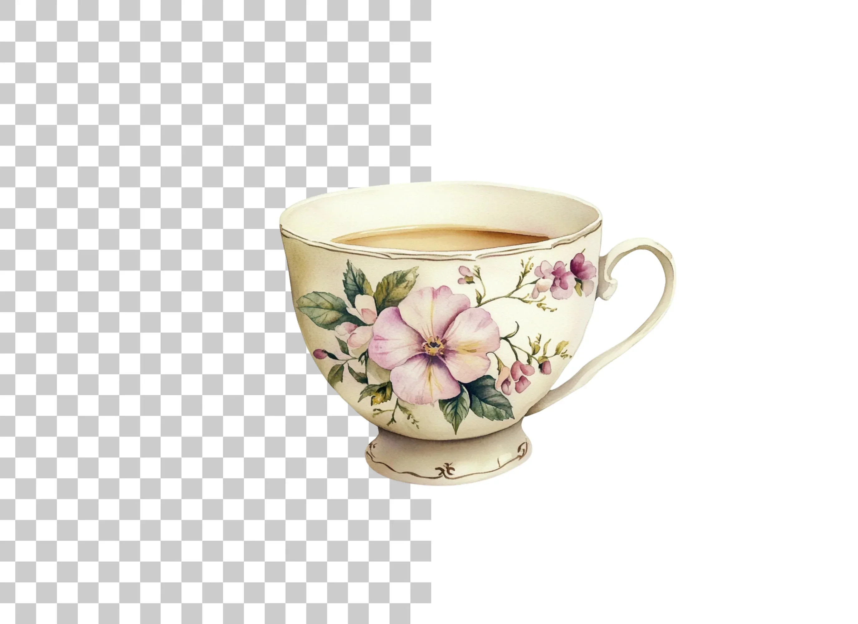 Elegant Floral Teacups Clipart Bundle - Image 2