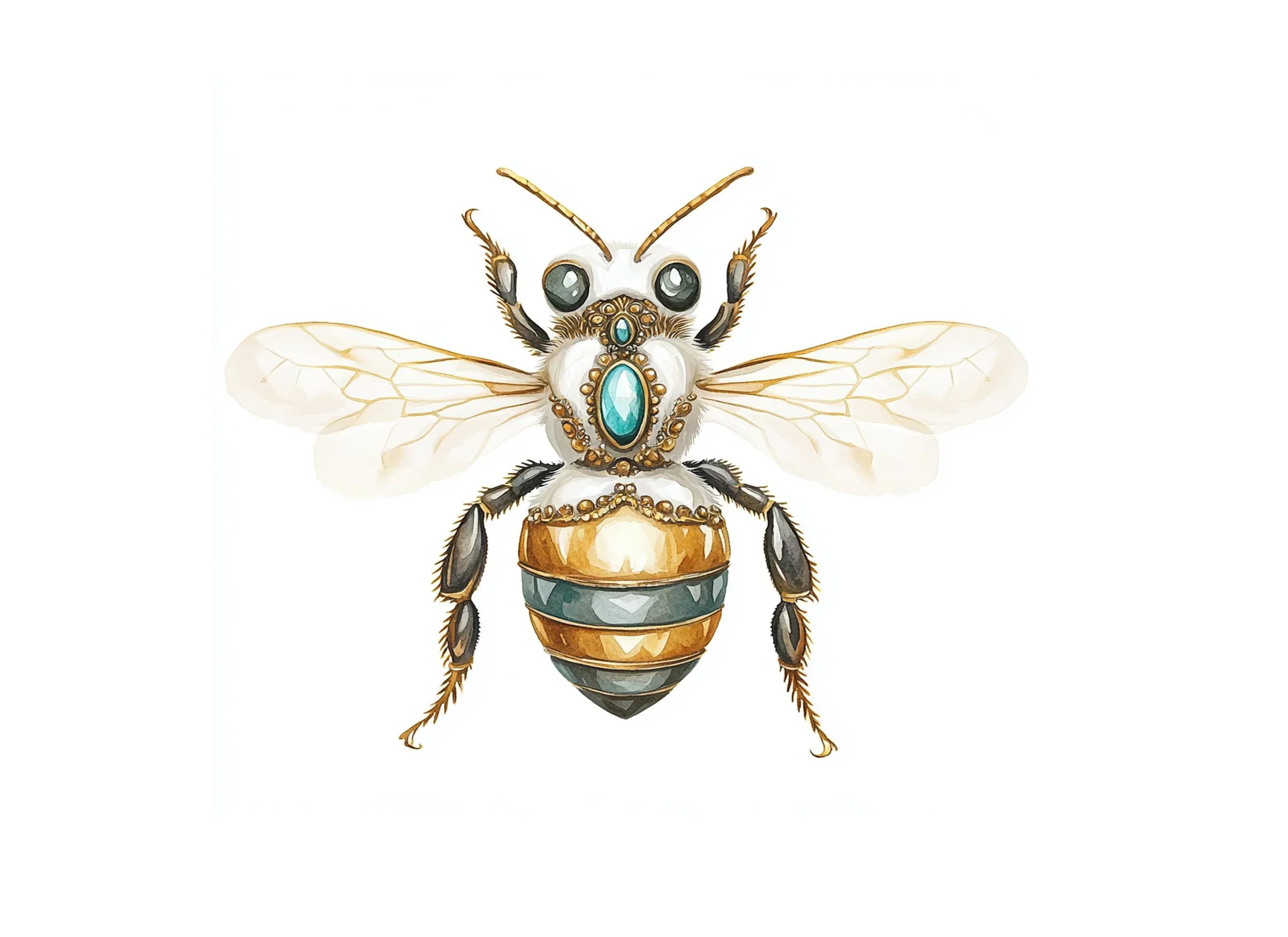 Elegant Gemstone Bee Clipart Bundle - Image 2