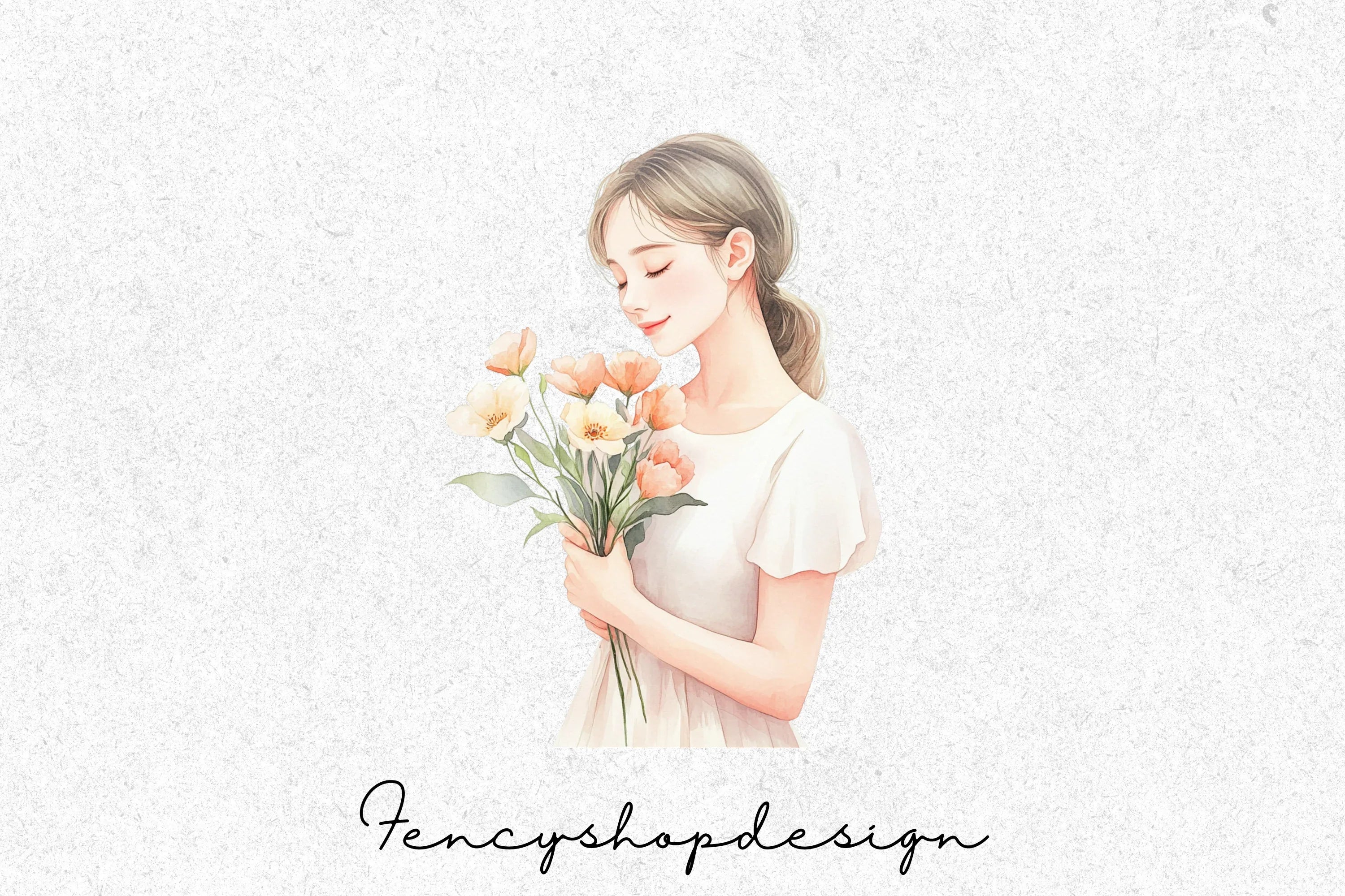 Elegant Girls with Flowers Clipart Bundle - Image 3