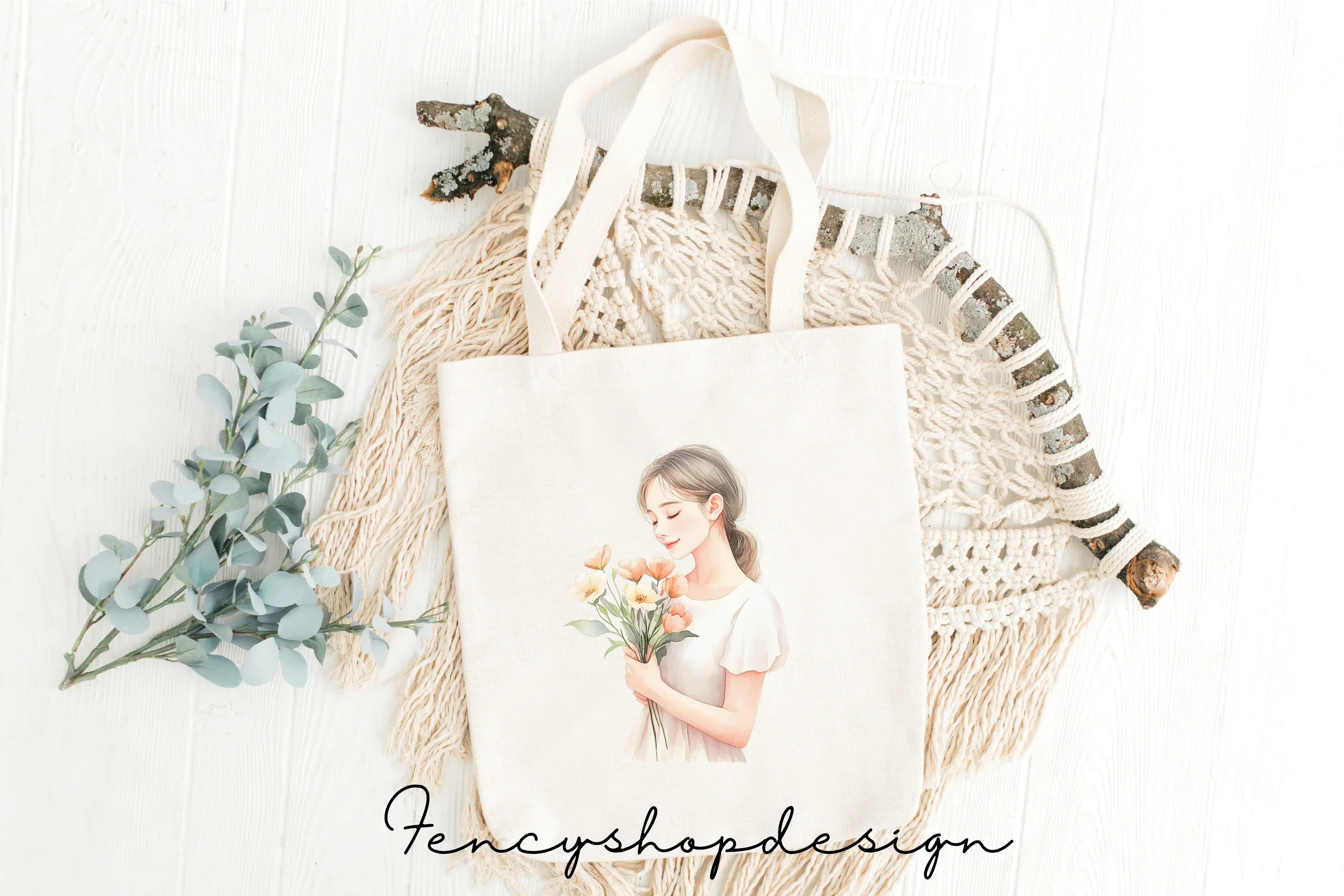 Elegant Girls with Flowers Clipart Bundle - Image 8