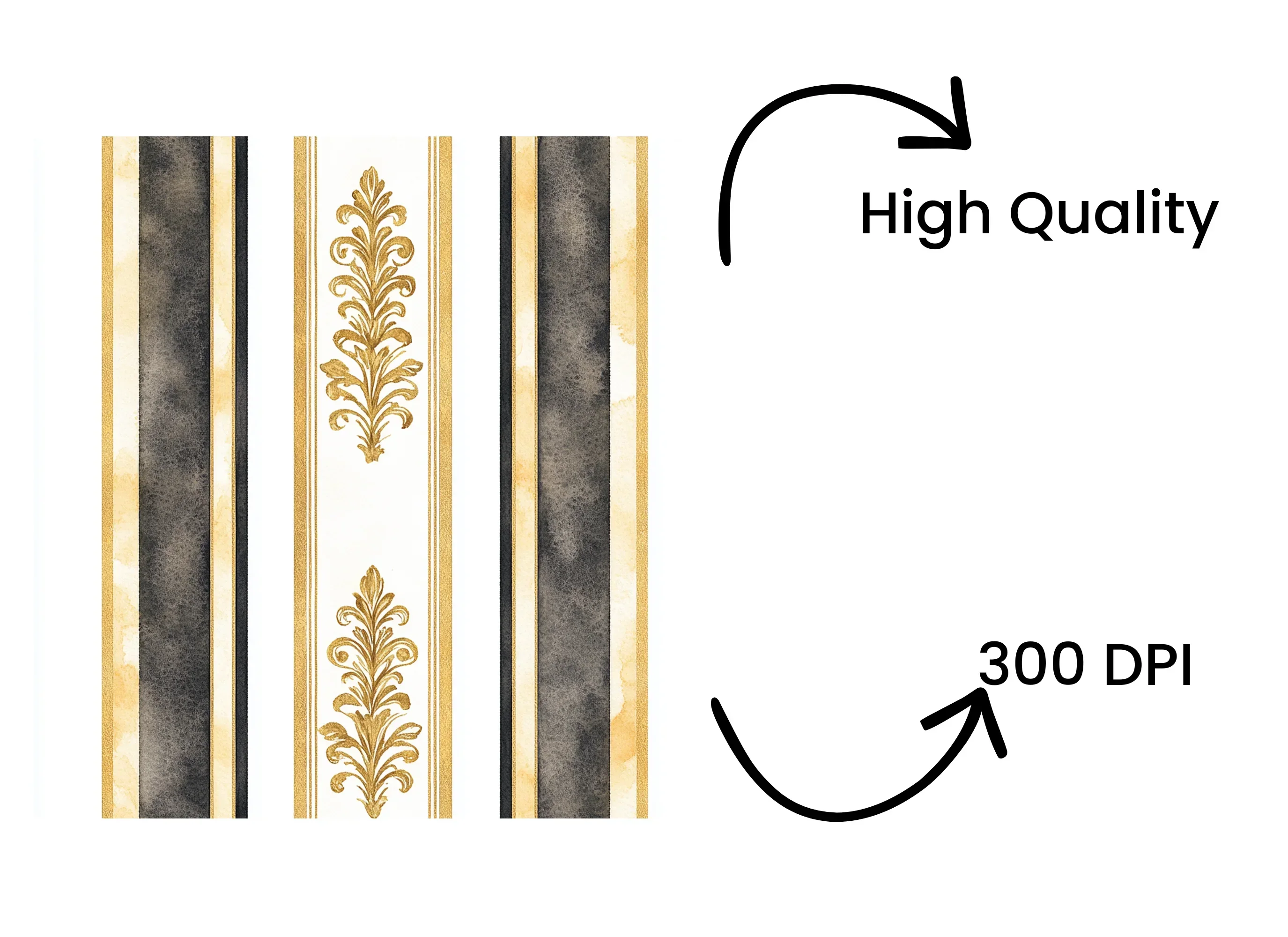 Elegant Gold Black Damask Pattern Clipart Bundle - Image 4