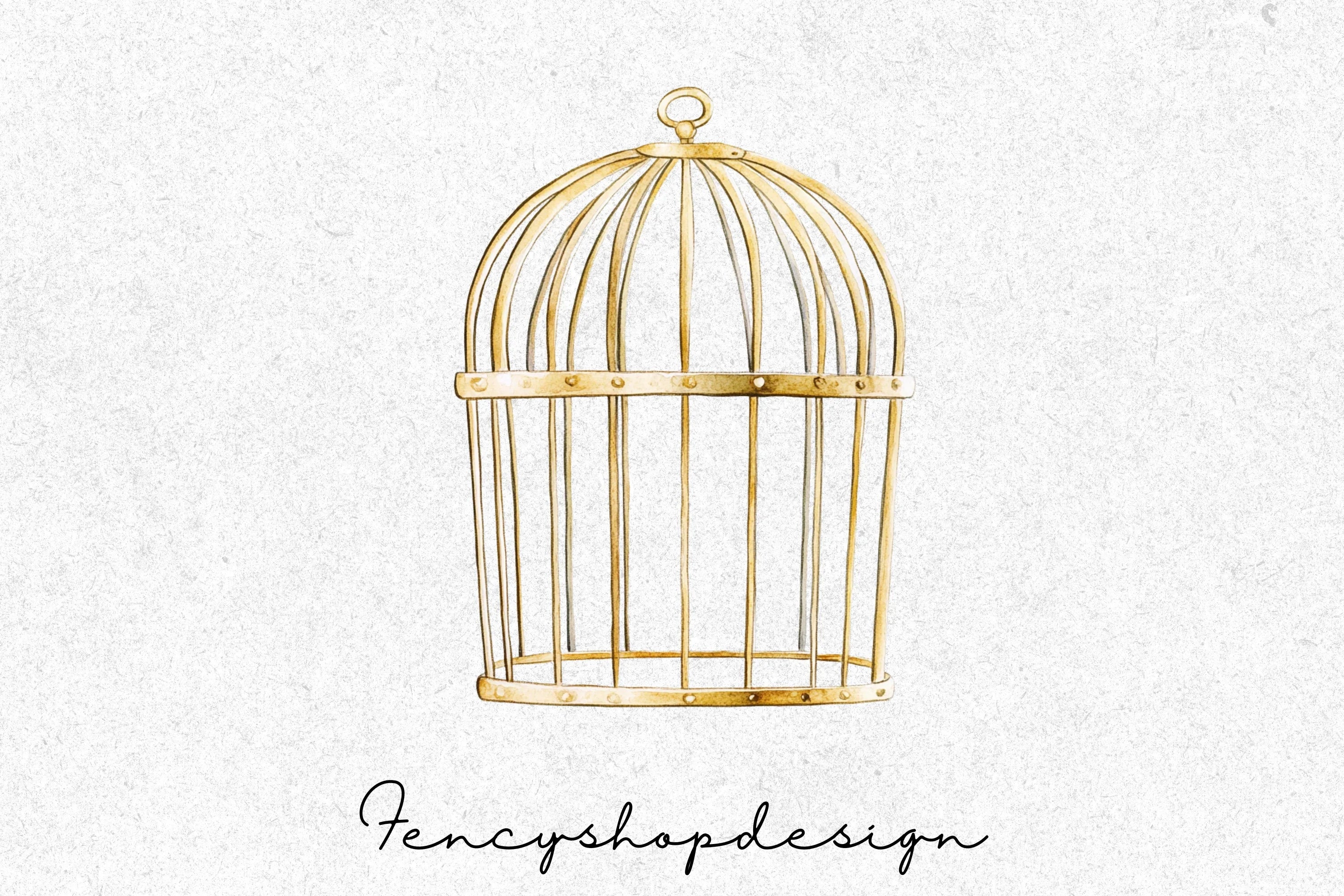 Elegant Golden Bird Cages Clipart Bundle - Image 4
