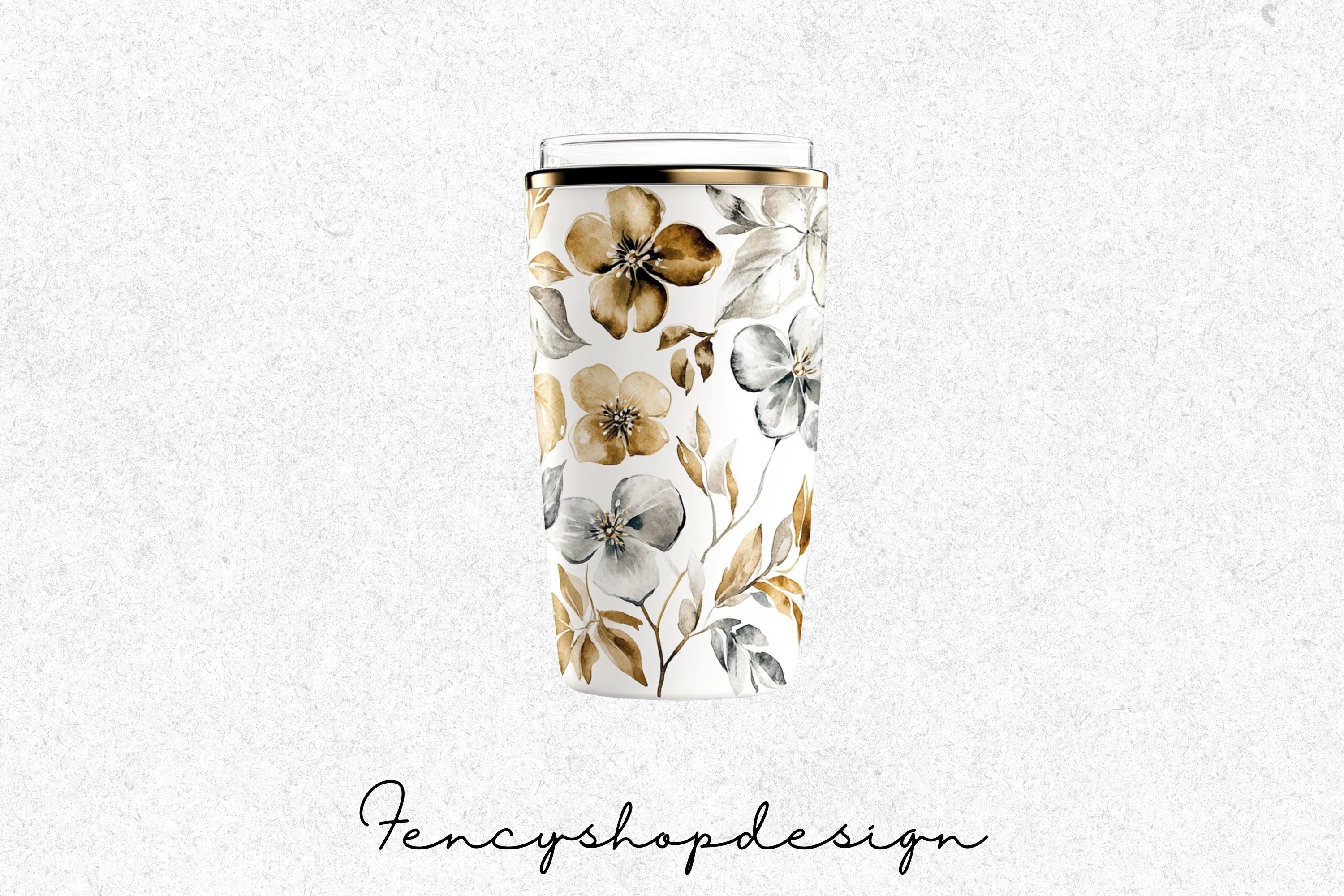 Elegant Golden Floral Tumbler Clipart Bundle - Image 3