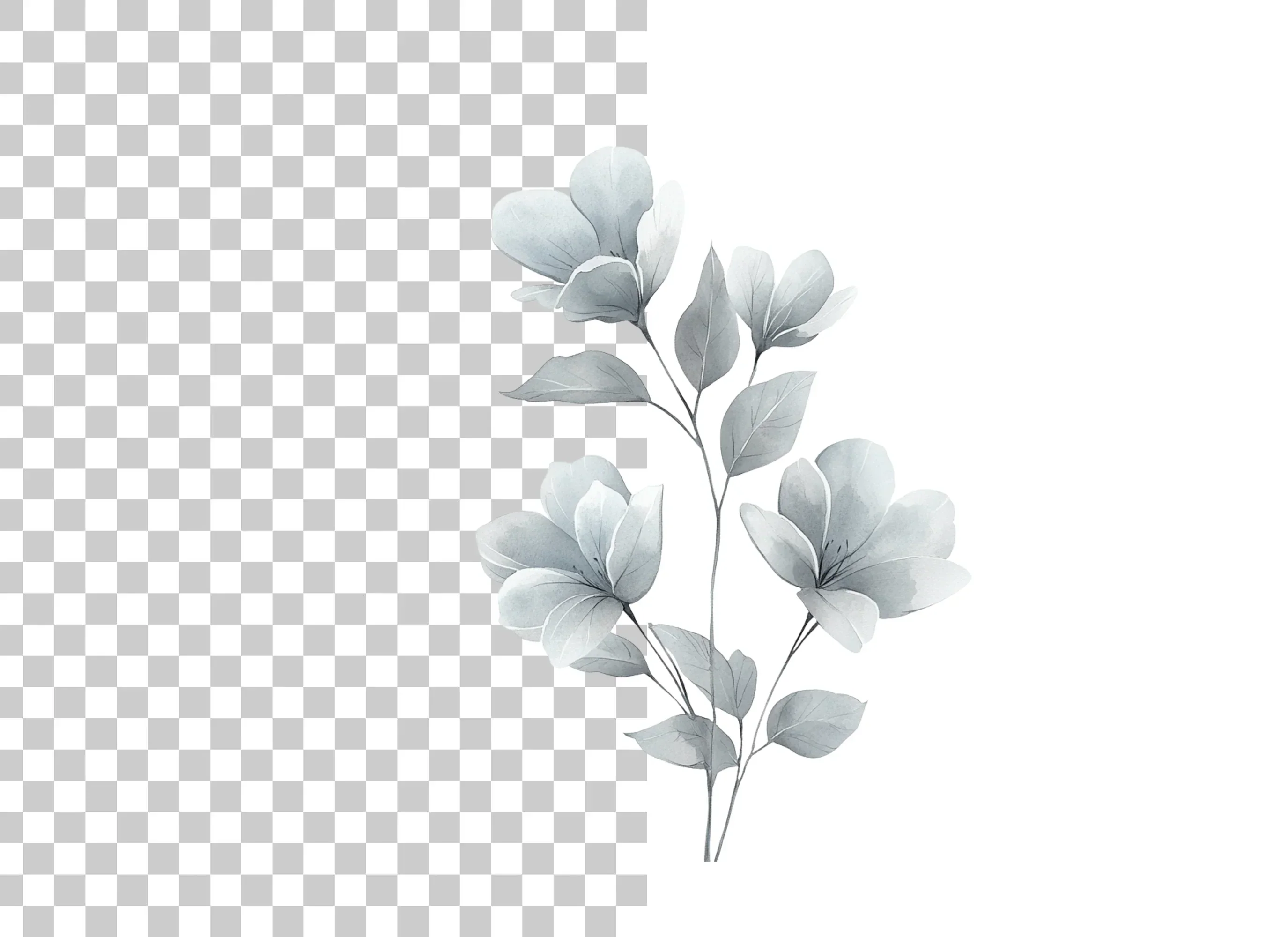 Elegant Gray Floral Clipart Bundle - Image 2
