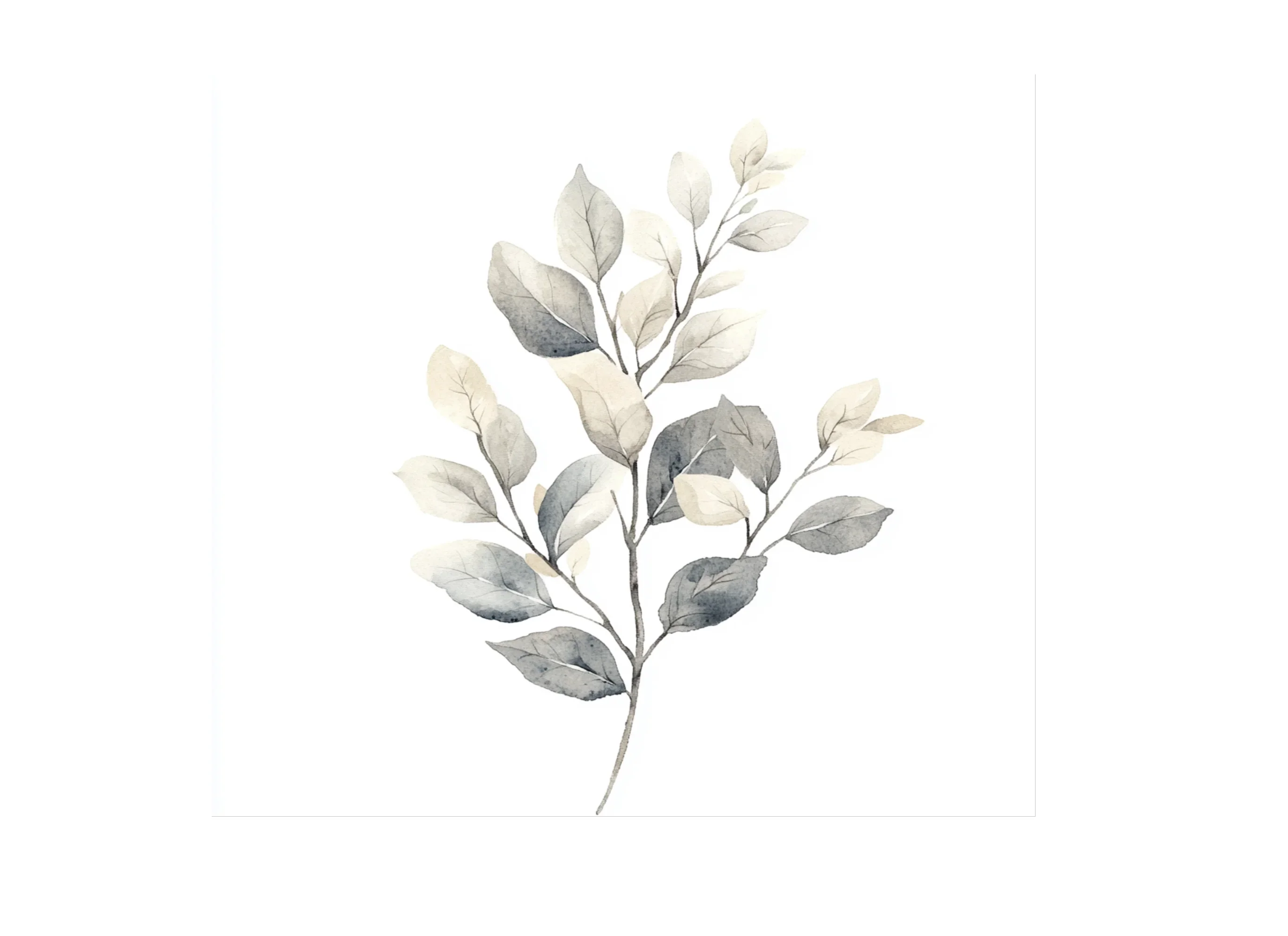 Elegant Gray Leafy Branch Clipart Bundle - Image 2