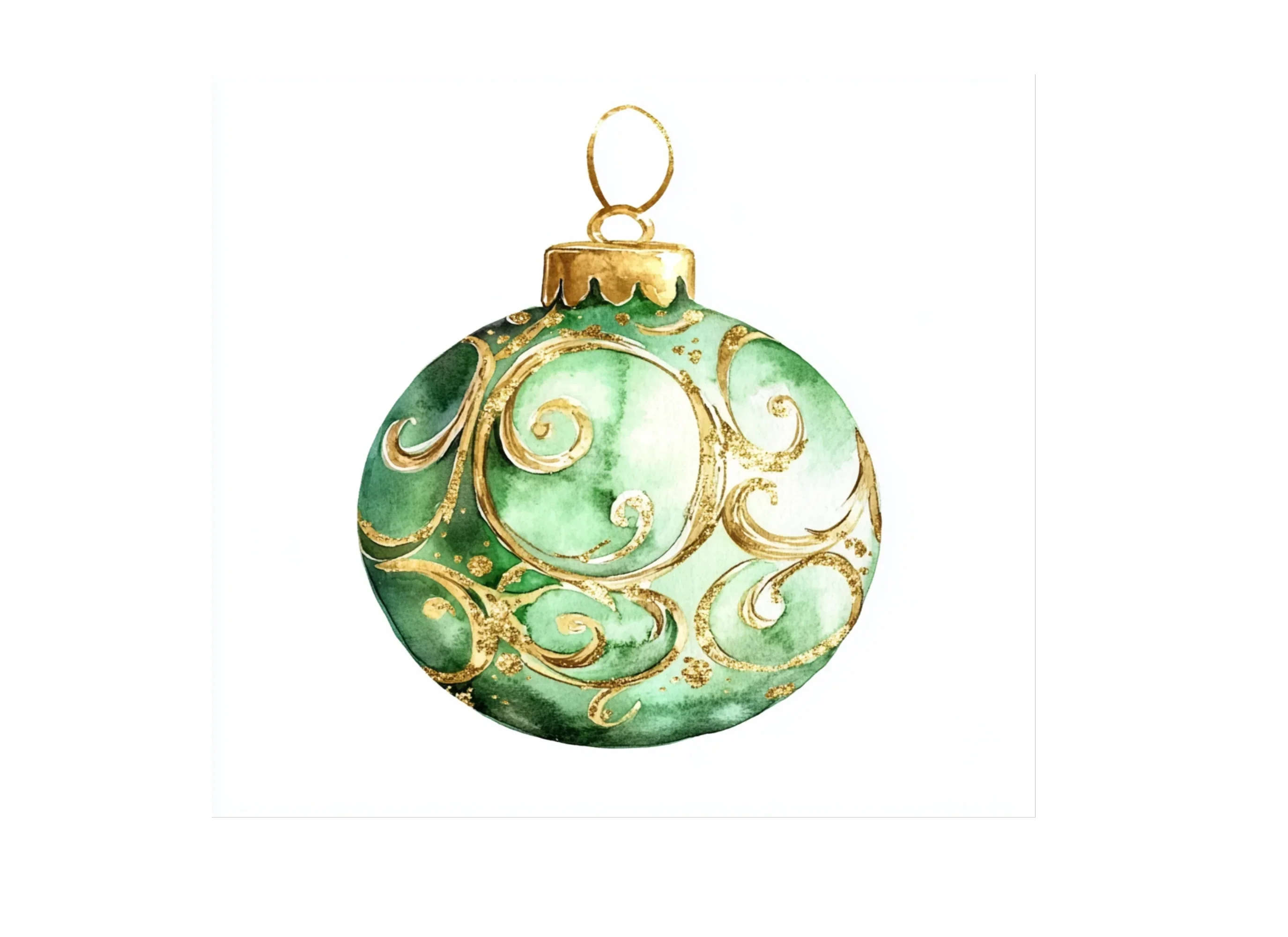 Elegant Green and Gold Christmas Baubles Clipart Bundle - Image 2