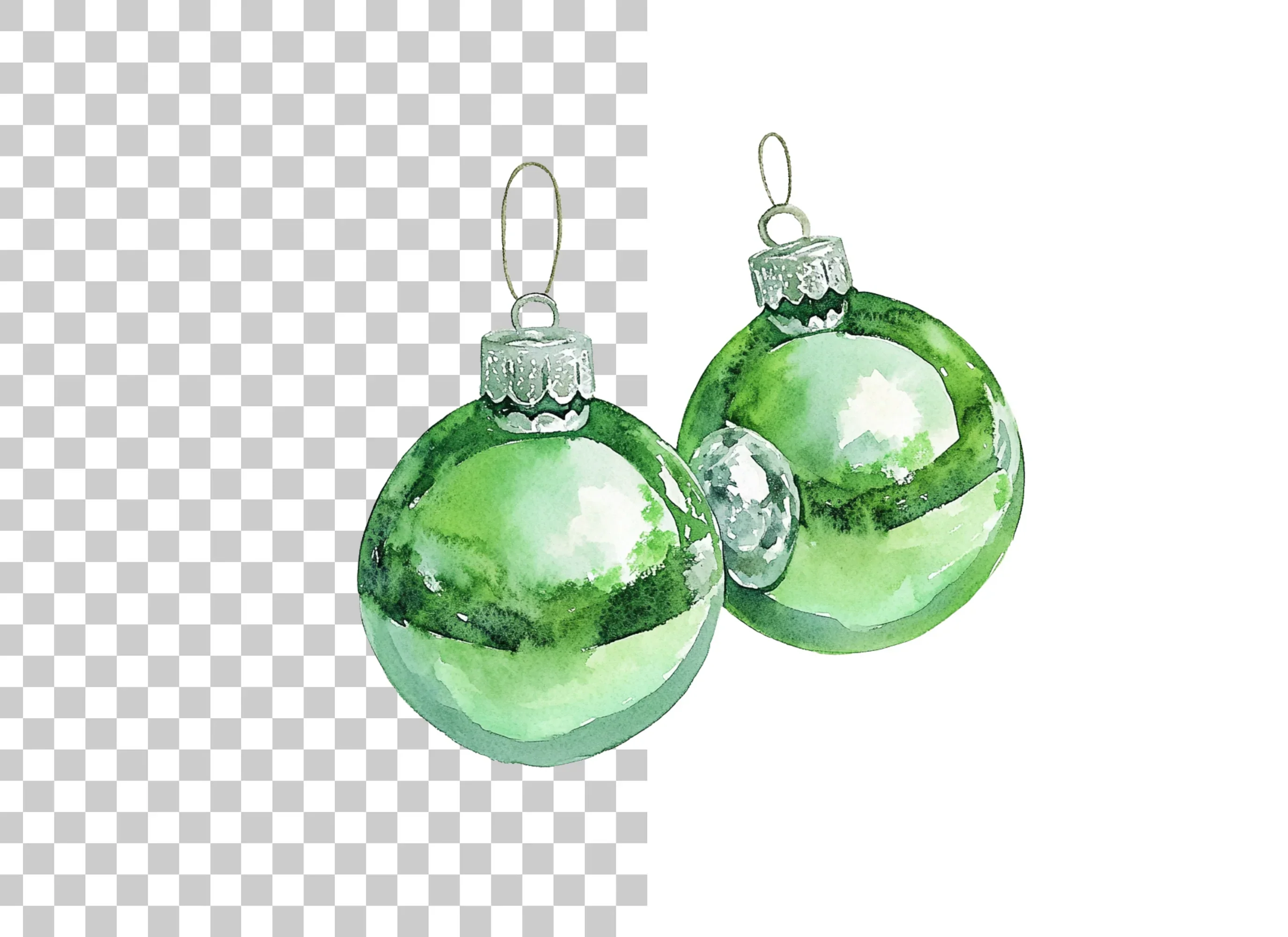 Elegant Green Christmas Baubles Clipart Bundle - Image 2