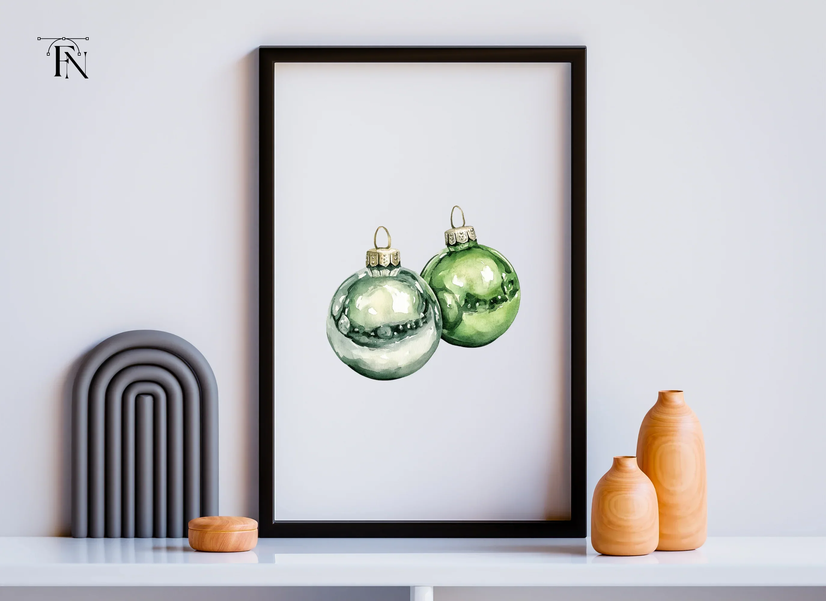 Elegant Green Christmas Baubles Clipart Bundle - Image 6