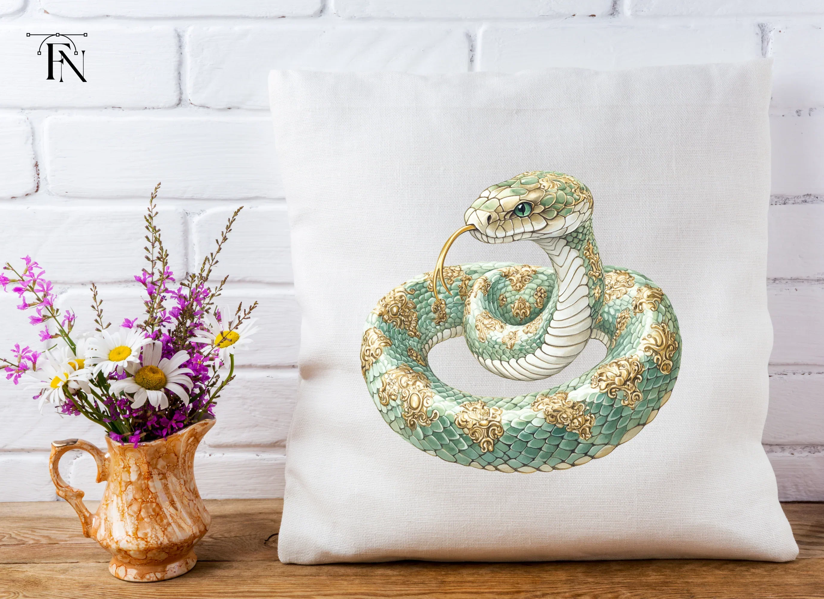 Elegant Green Ornate Snake Clipart Bundle - Image 5