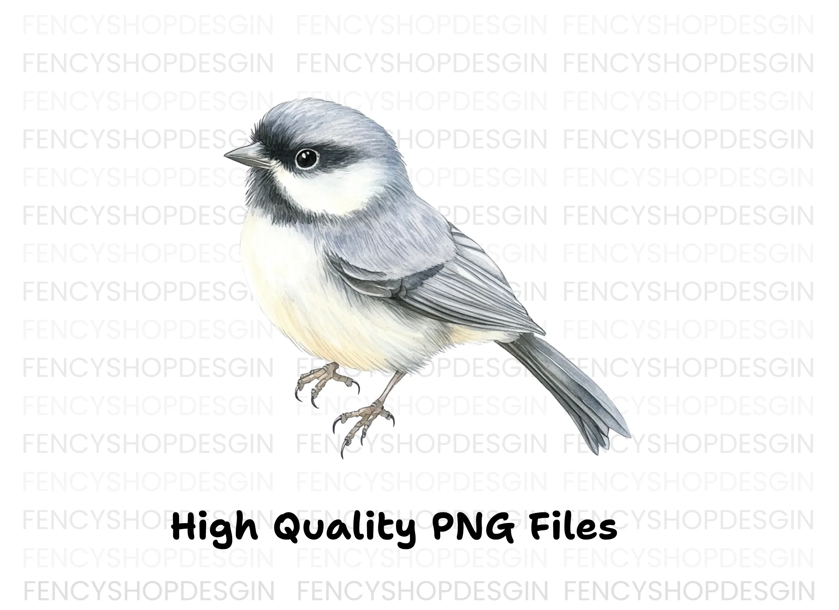 Elegant Grey Chickadee Bird Clipart Bundle - Image 3