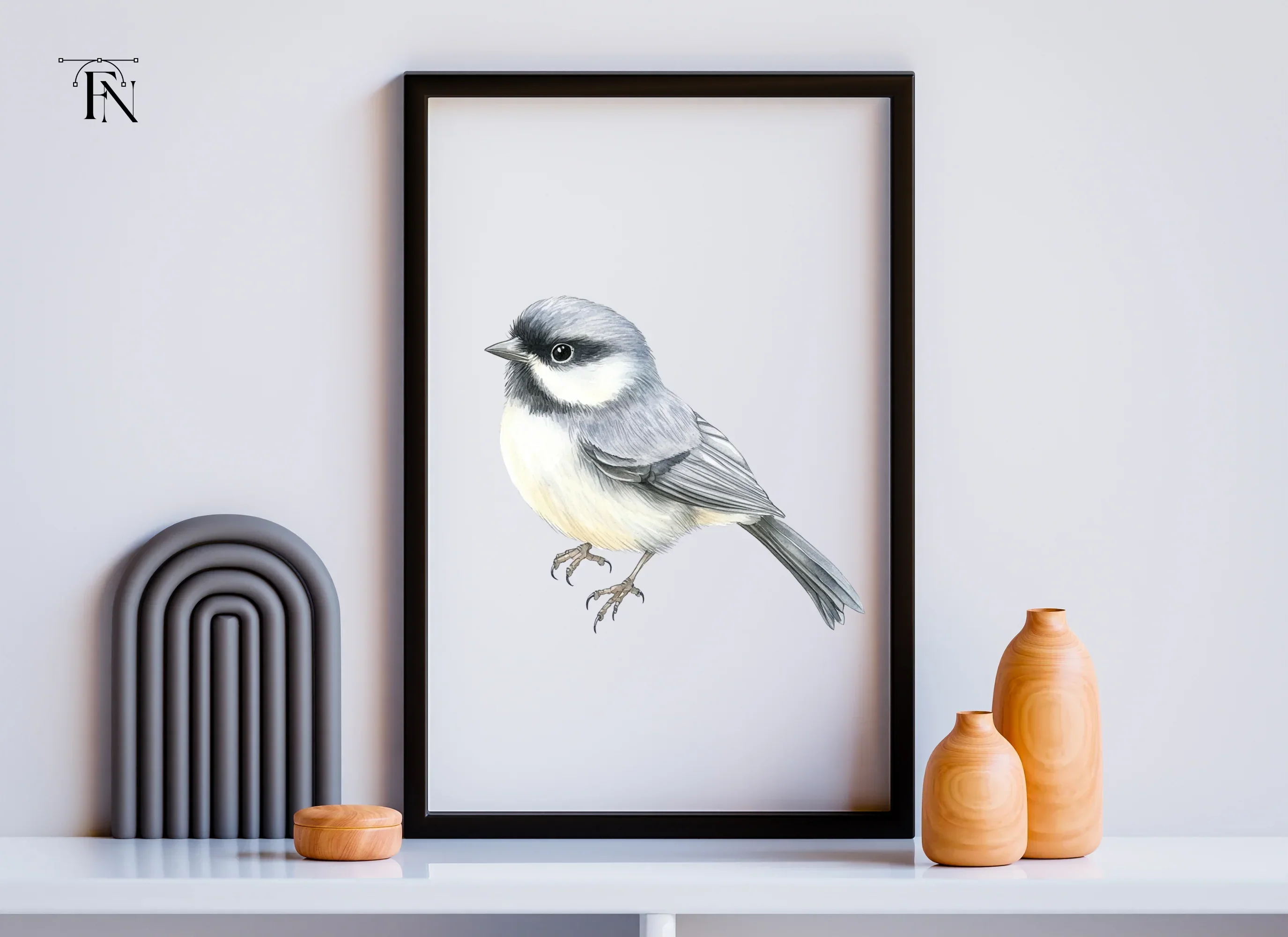 Elegant Grey Chickadee Bird Clipart Bundle - Image 6