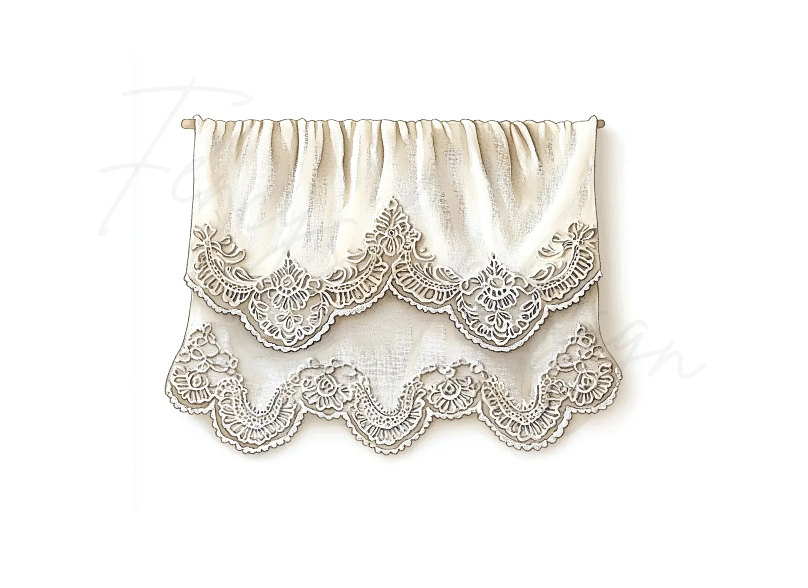 Elegant Lace Bedding and Curtains Clipart Bundle - Image 3
