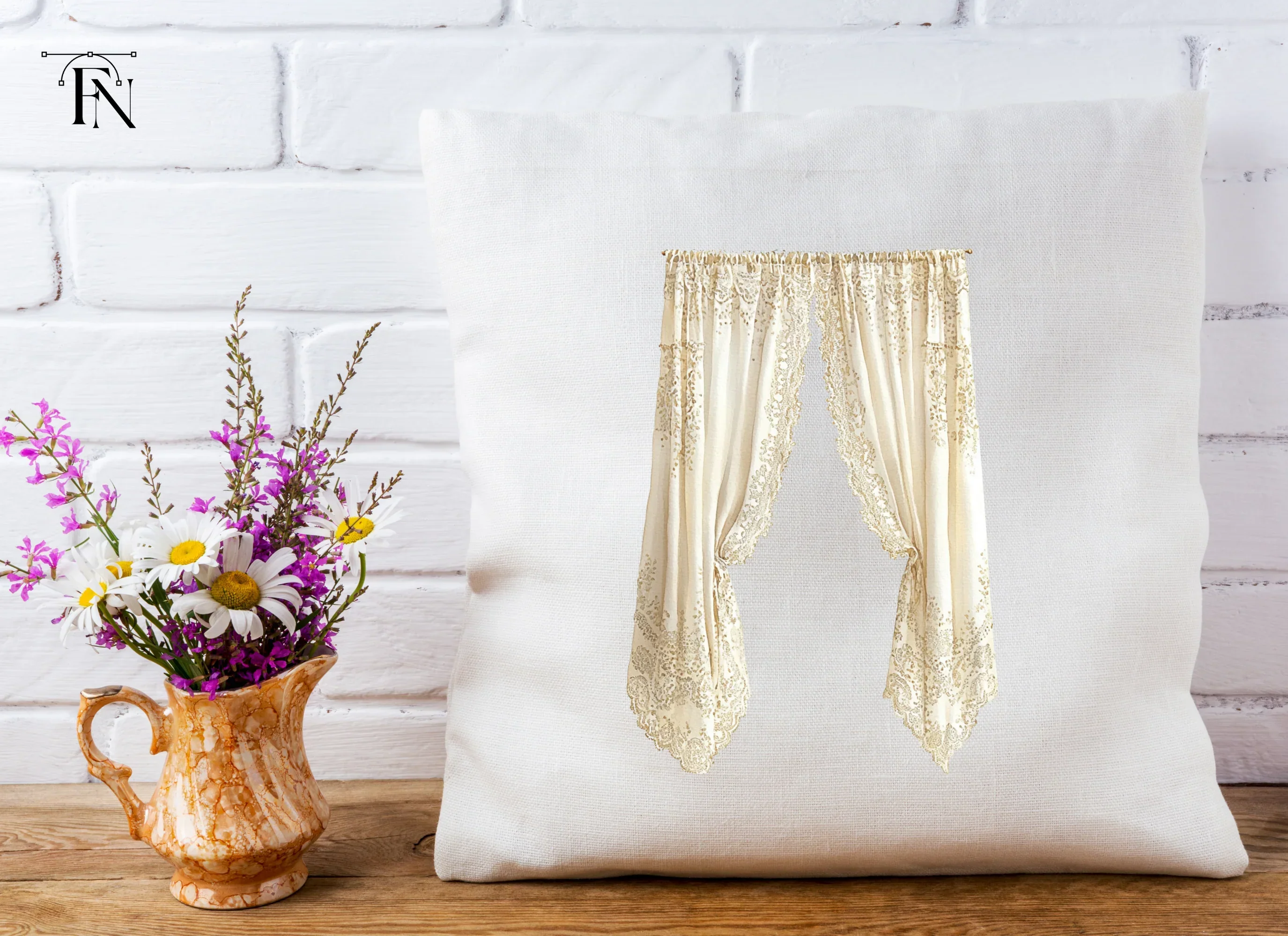 Elegant Lace Curtains Clipart Bundle - Image 3